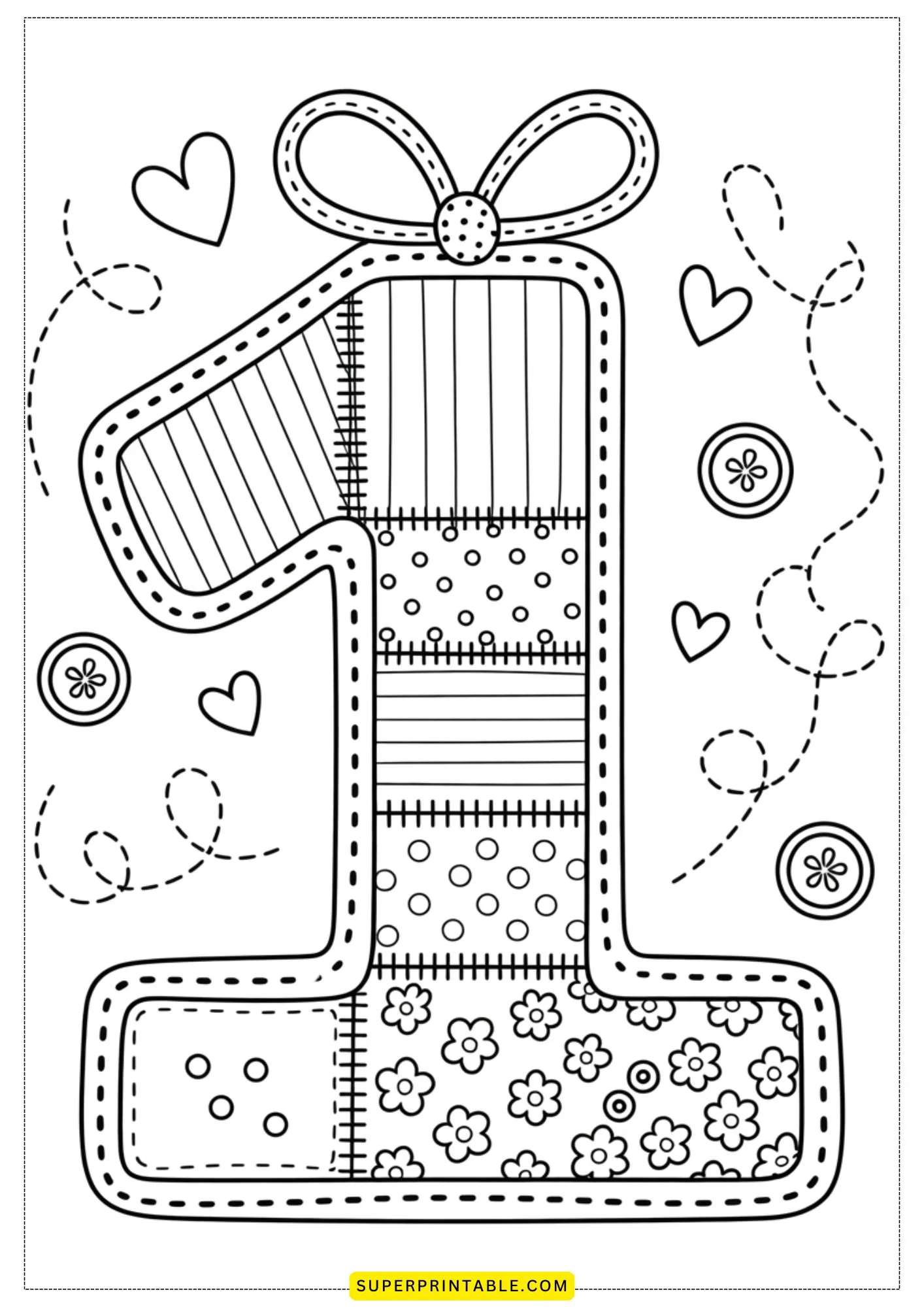 Quilted Numbers 0–9 Coloring Page 2