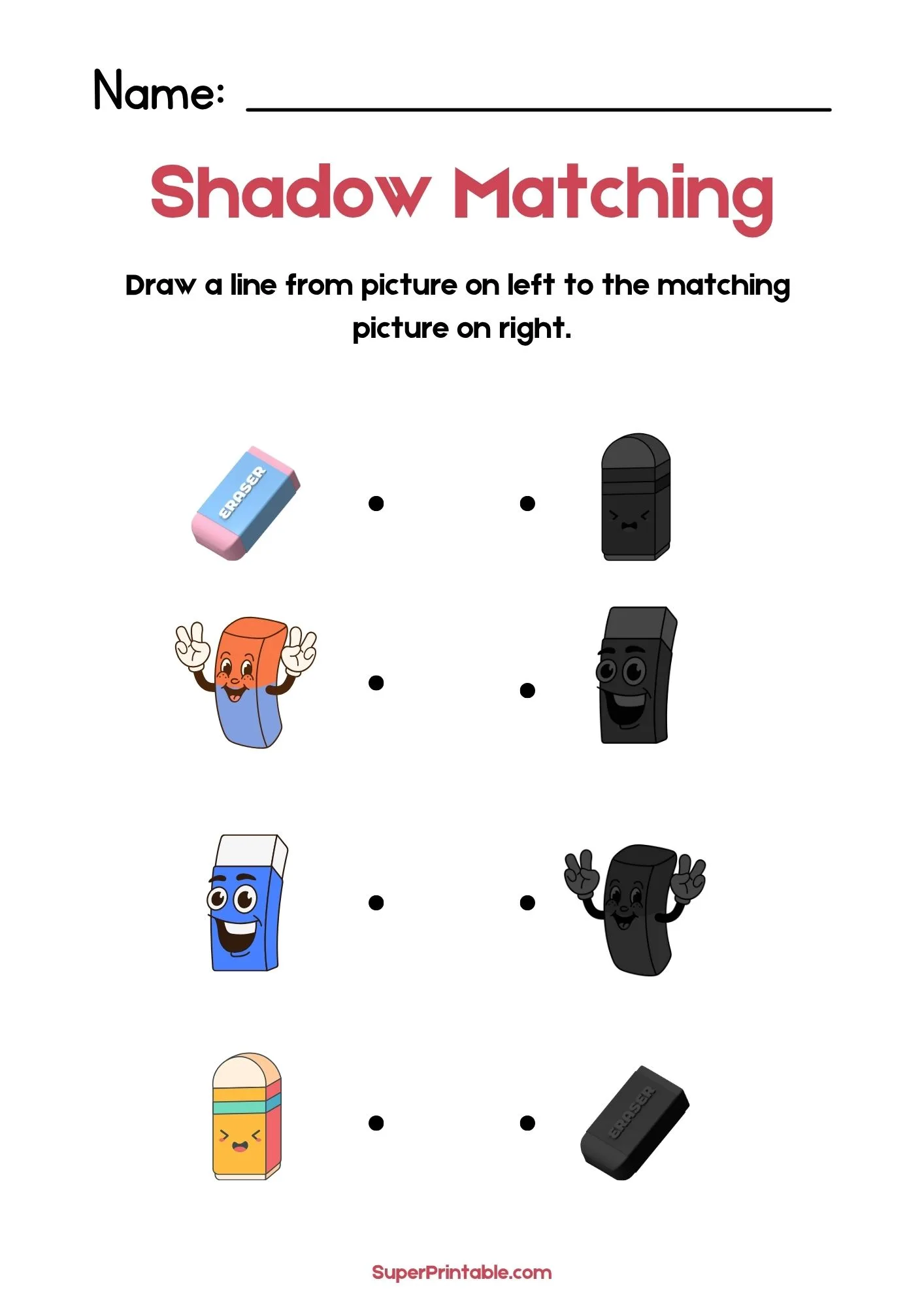 School Find The Shadow Matching Worksheet 2