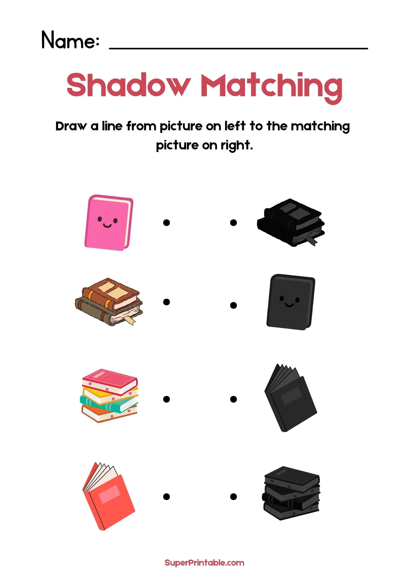 School Find The Shadow Matching Worksheet 3