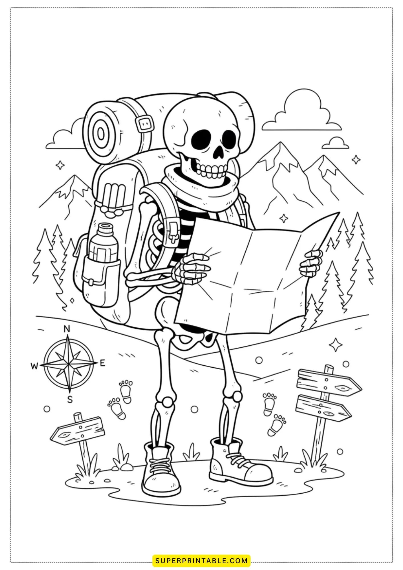 Skeleton World Coloring Pages 3