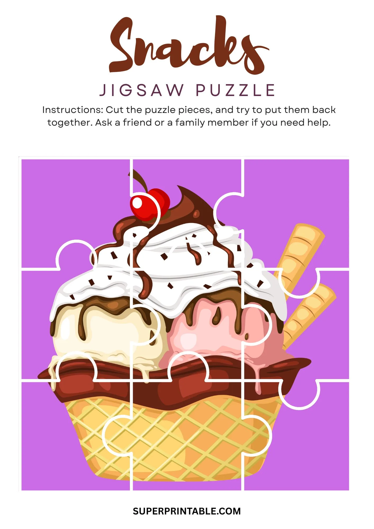 Snacks Jigsaw Puzzle Activity 2