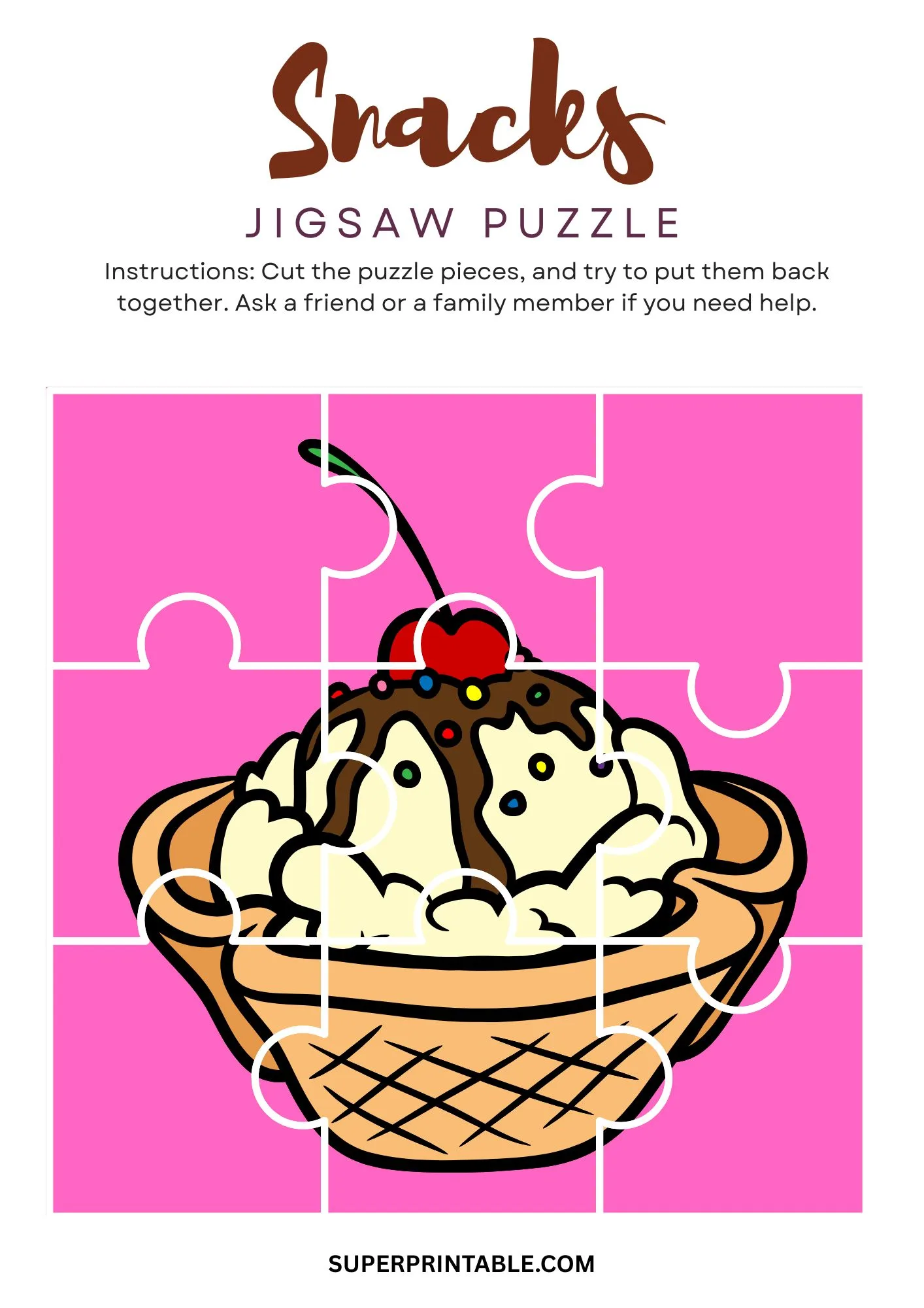 Snacks Jigsaw Puzzle Activity 3
