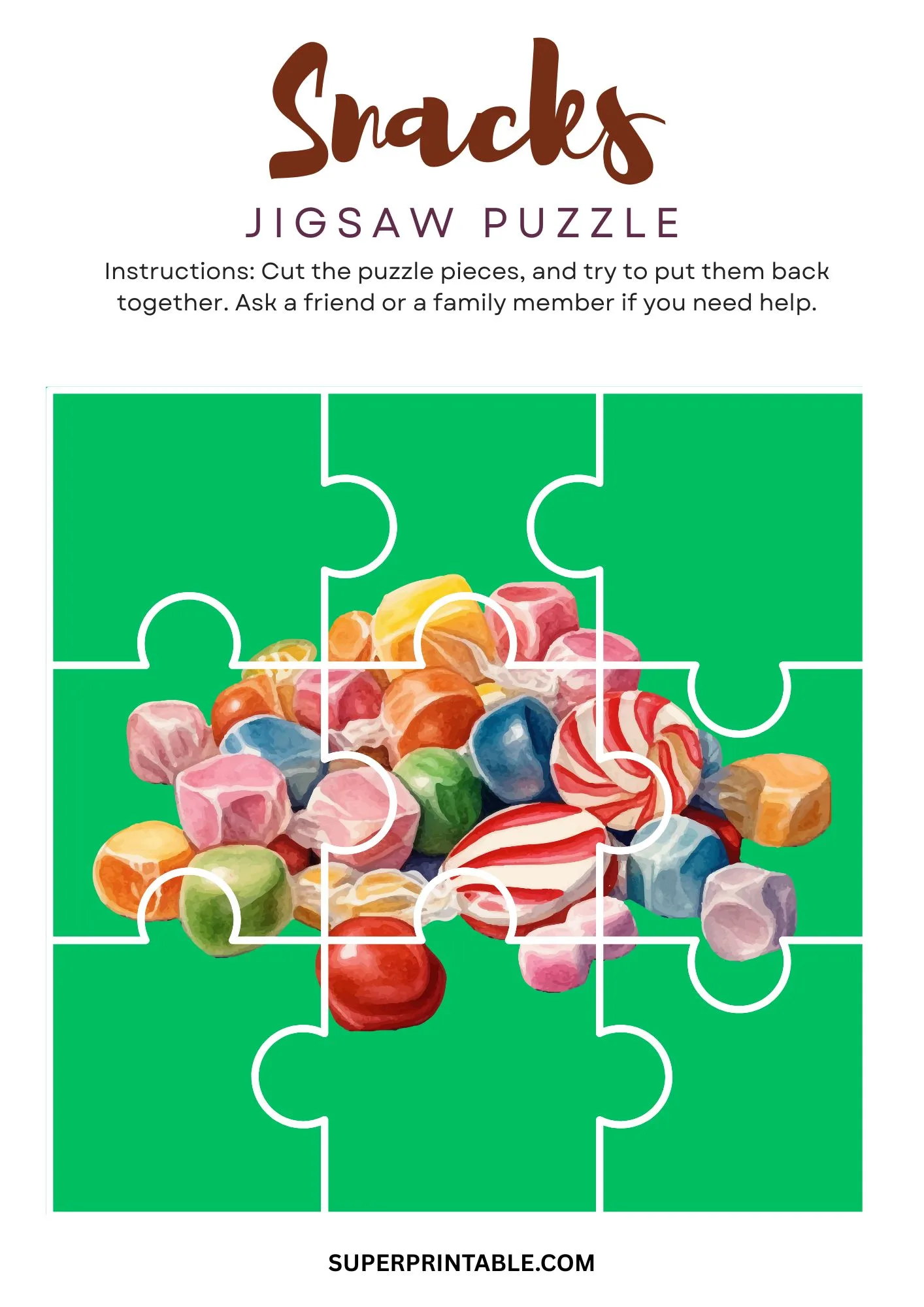 Snacks Jigsaw Puzzle Activity 5