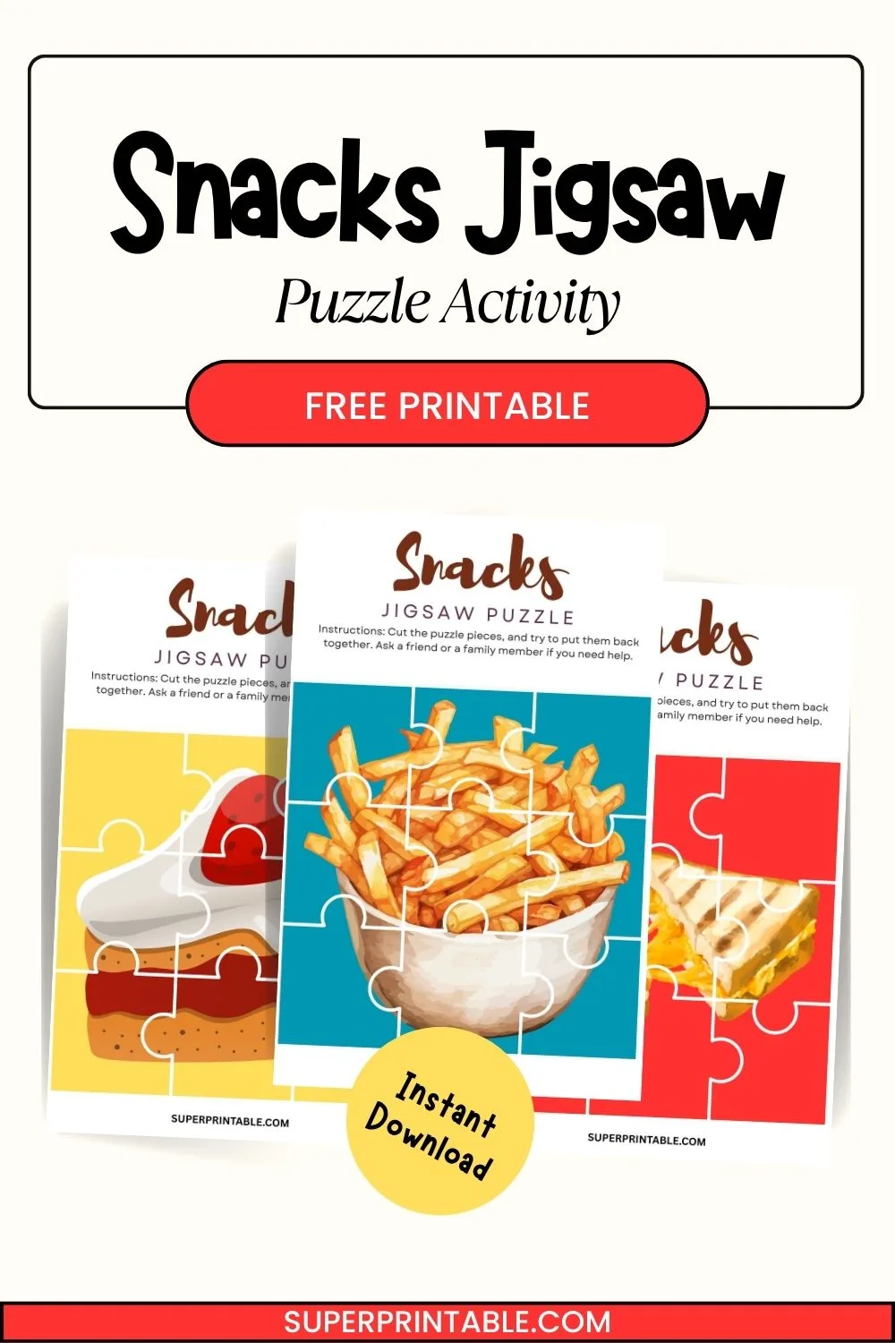 Snacks Jigsaw Puzzle Activity Pinterest Image