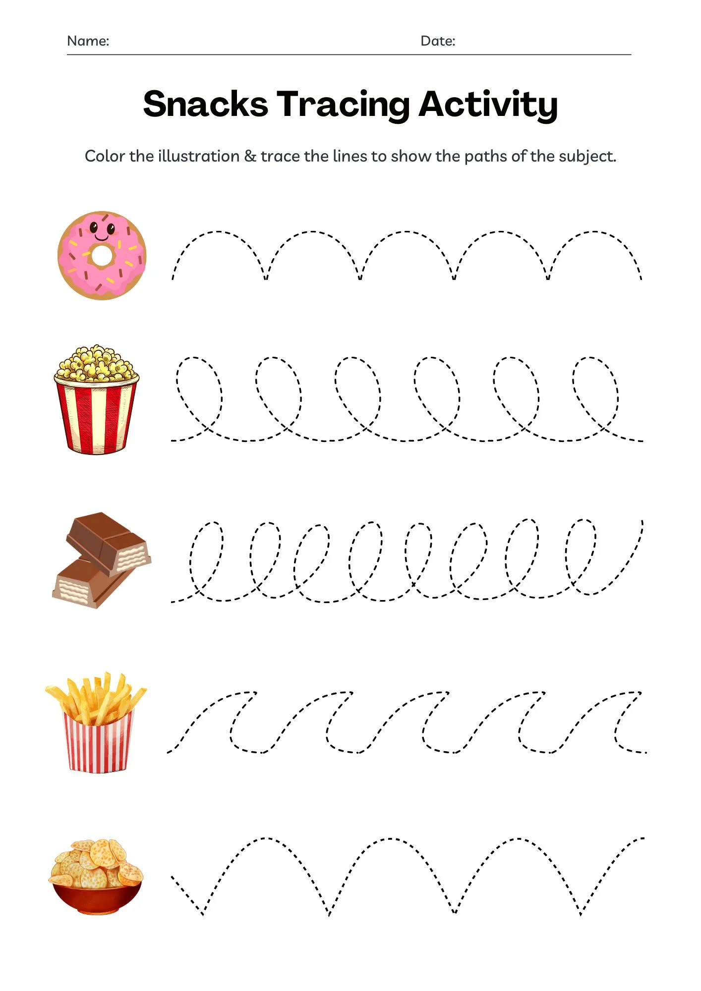 Snacks Tracing Activity 1