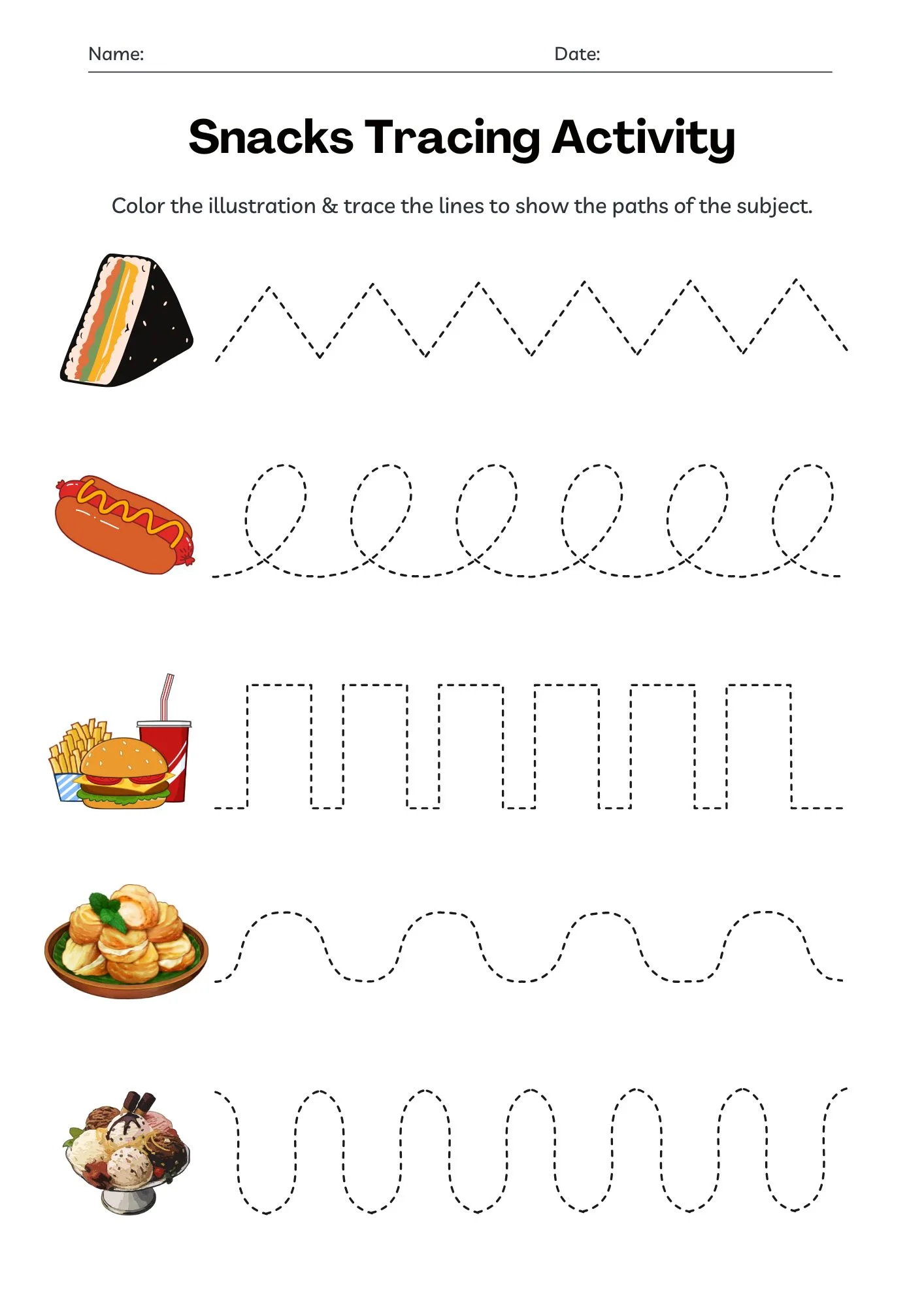Snacks Tracing Activity 2