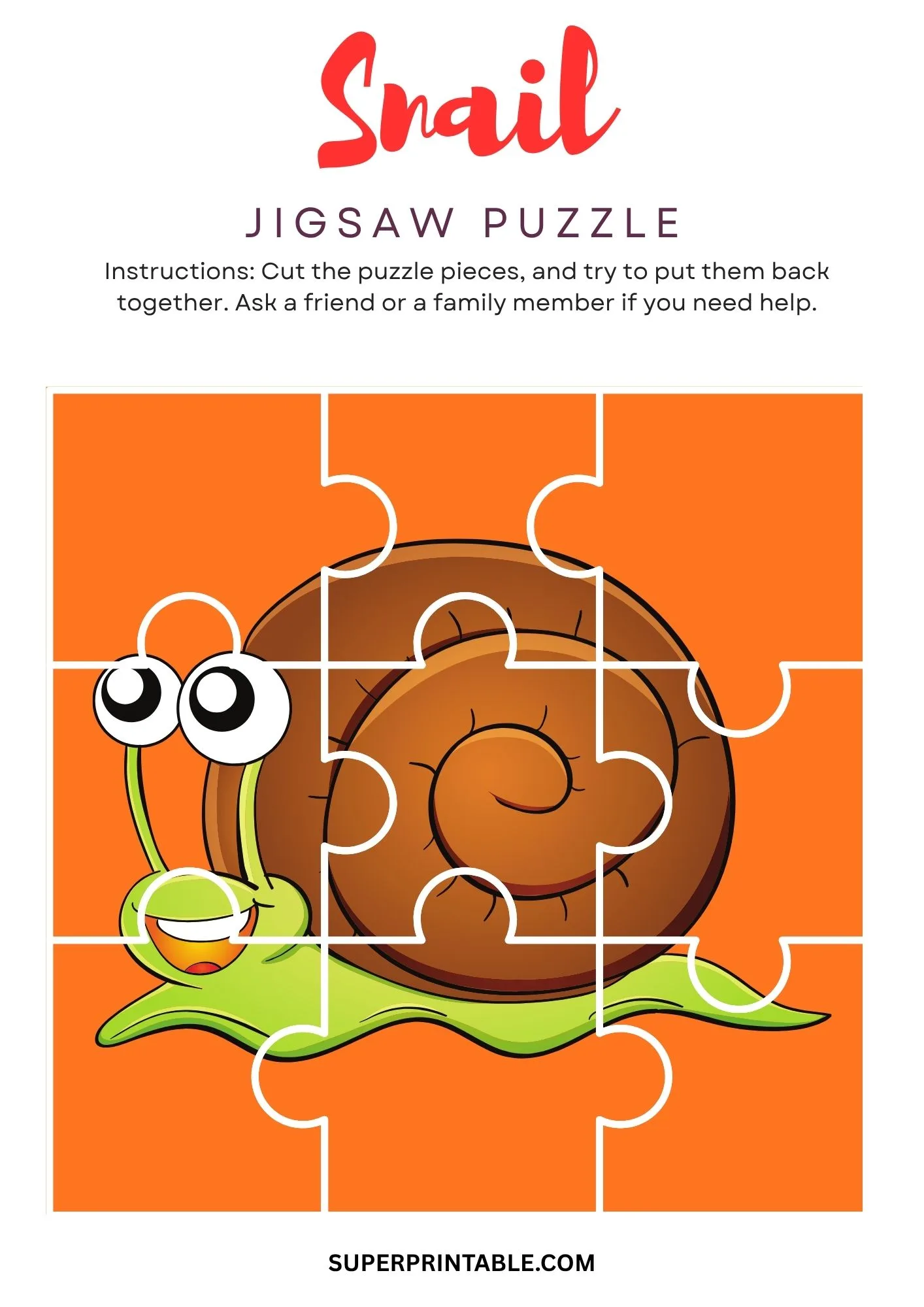 Snail Jigsaw Puzzle Activity 2