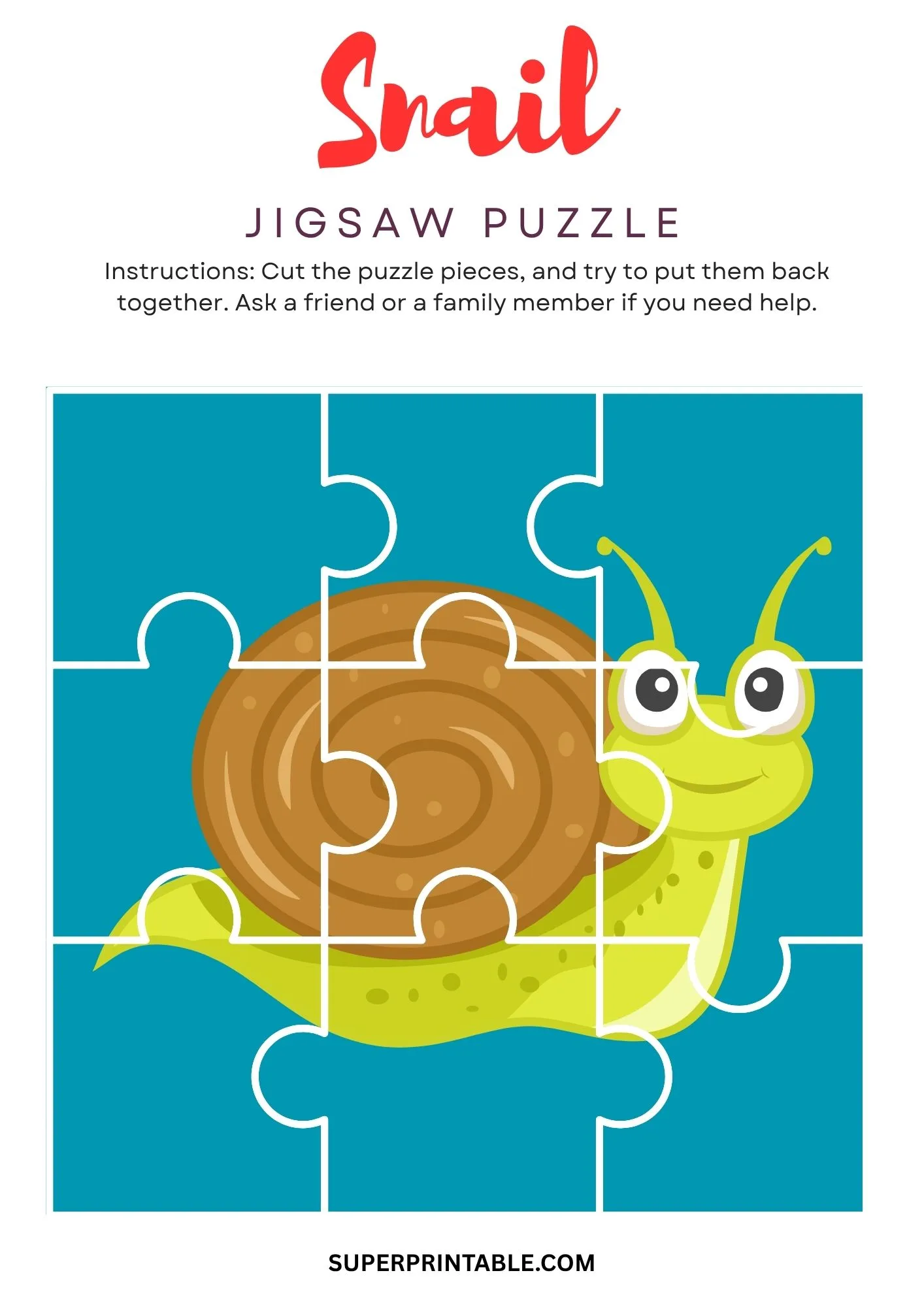 Snail Jigsaw Puzzle Activity 3
