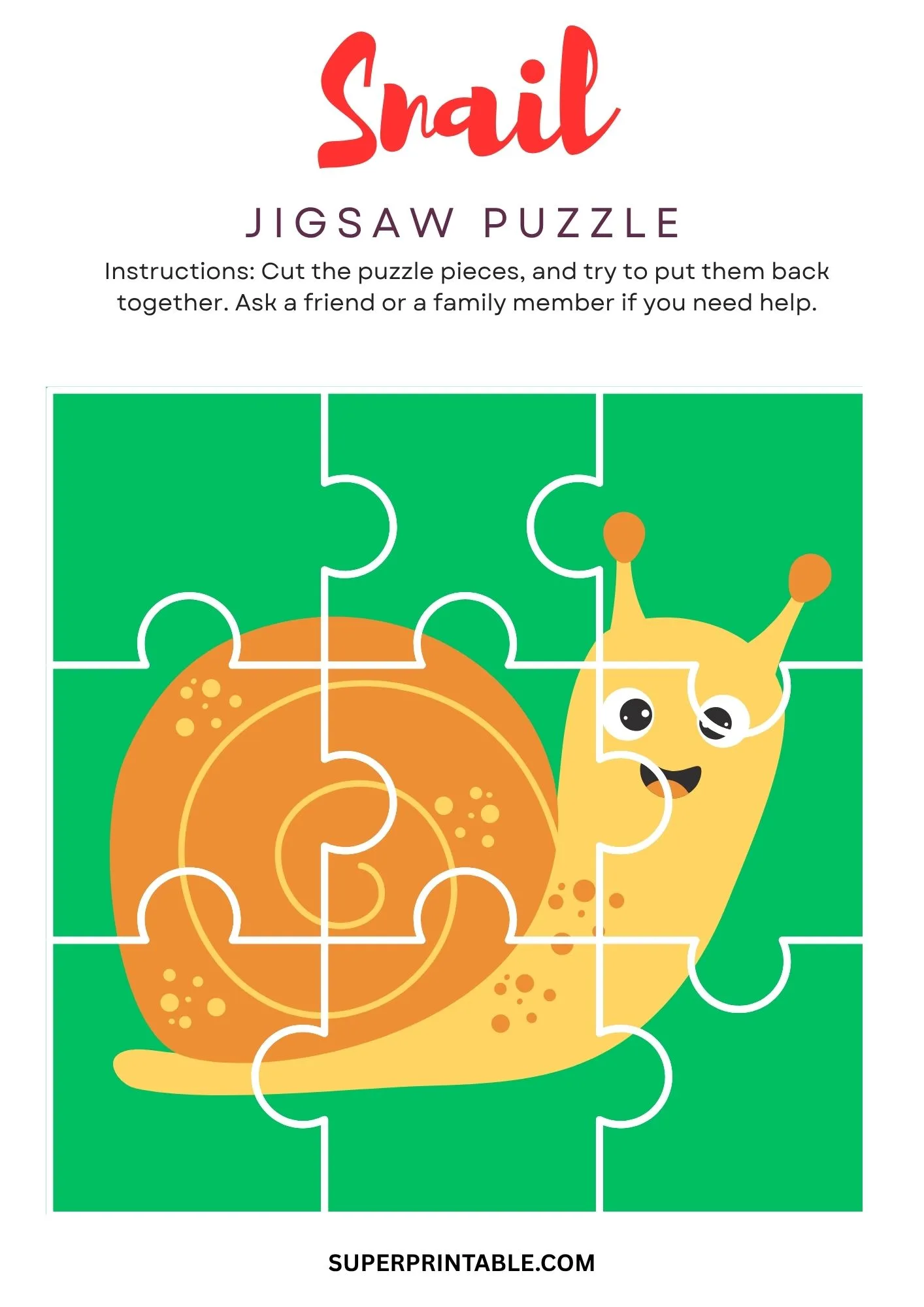 Snail Jigsaw Puzzle Activity 5