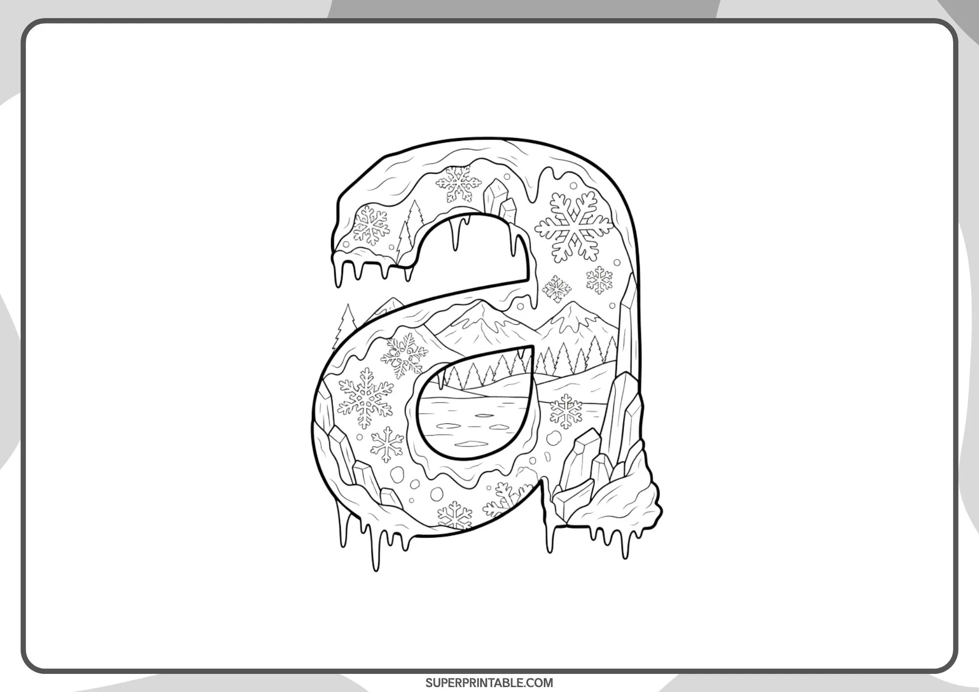 Snow & Ice Lowercase Alphabet Coloring Pages 1