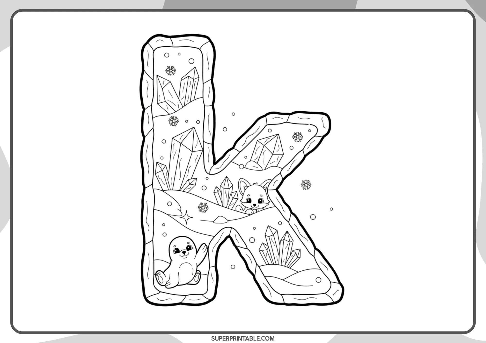 Snow & Ice Lowercase Alphabet Coloring Pages 11