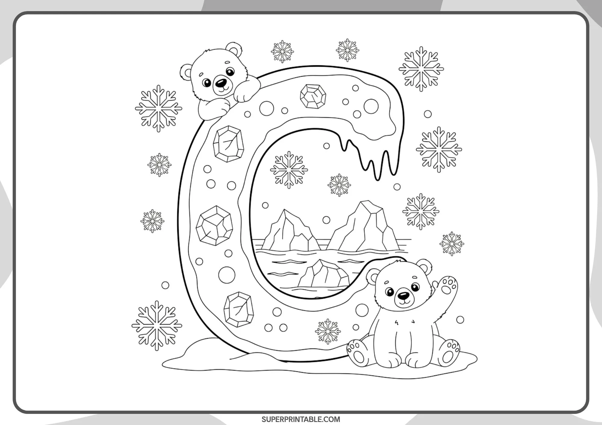 Snow & Ice Lowercase Alphabet Coloring Pages 3