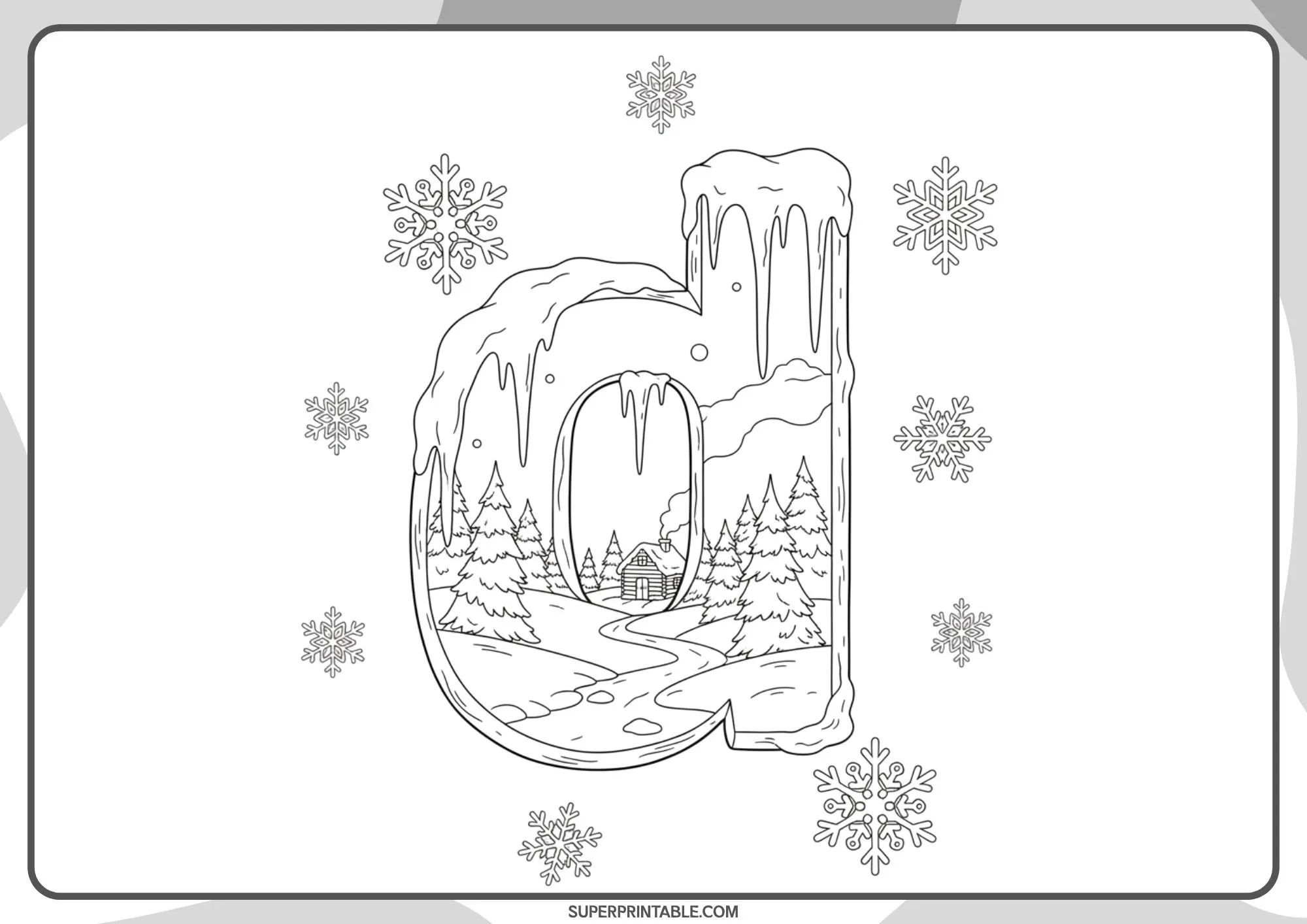 Snow & Ice Lowercase Alphabet Coloring Pages 4