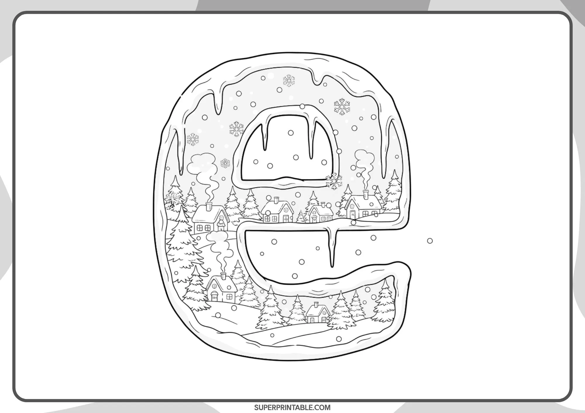 Snow & Ice Lowercase Alphabet Coloring Pages 5