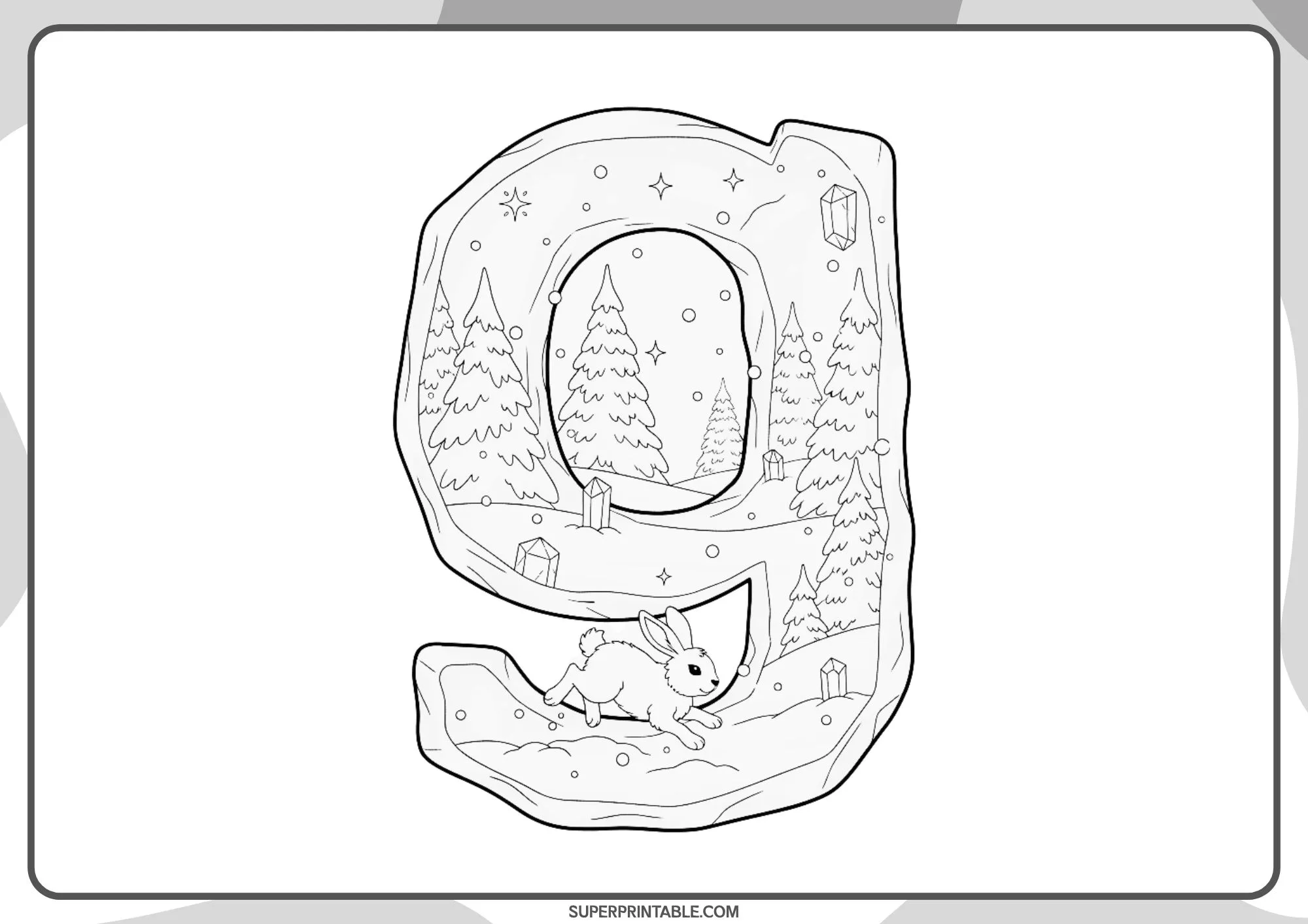 Snow & Ice Lowercase Alphabet Coloring Pages 7