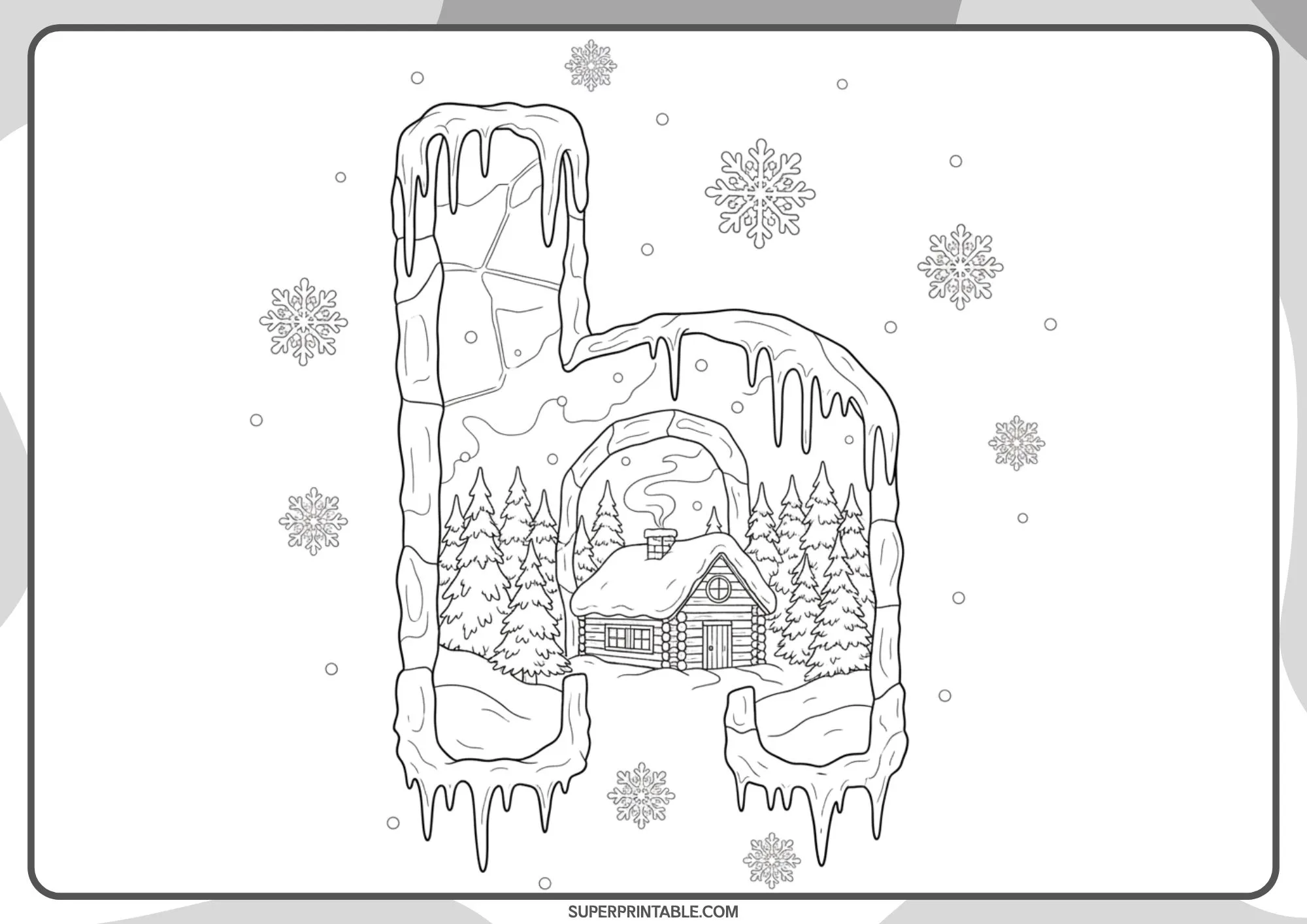 Snow & Ice Lowercase Alphabet Coloring Pages 8