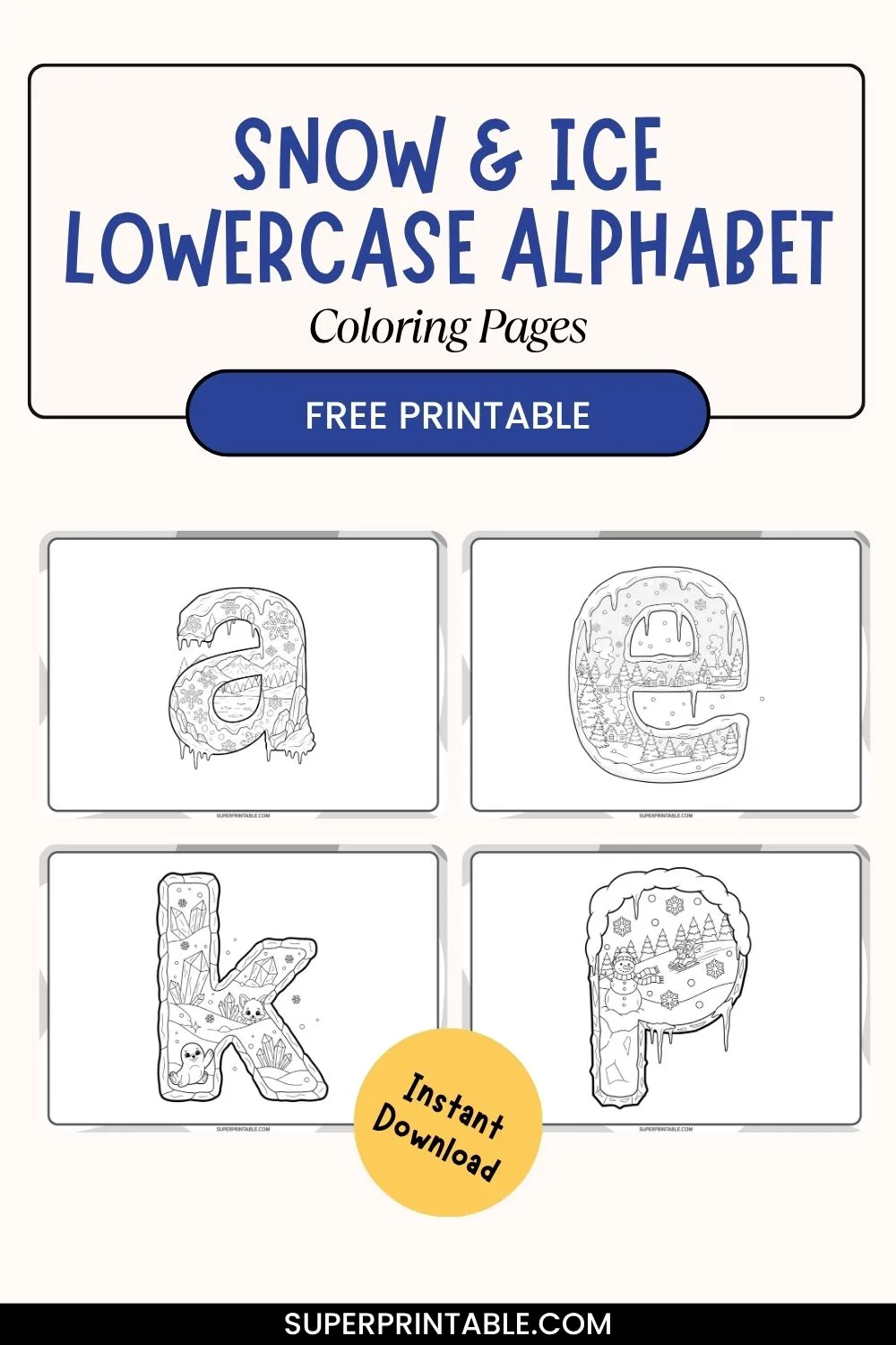 Snow & Ice Lowercase Alphabet Coloring Pages Pinterest Image