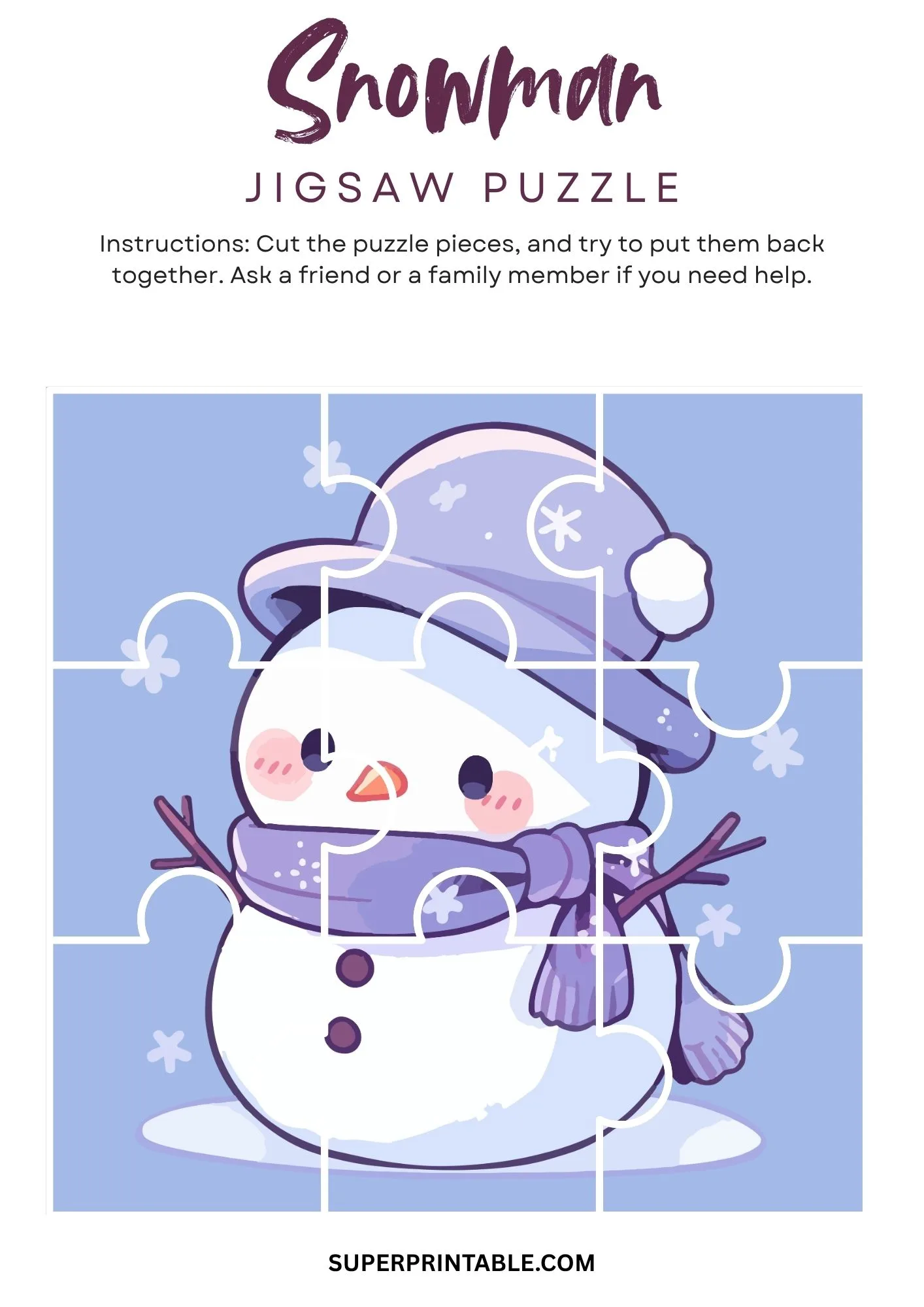 Snowman Jigsaw Puzzle Activity 5