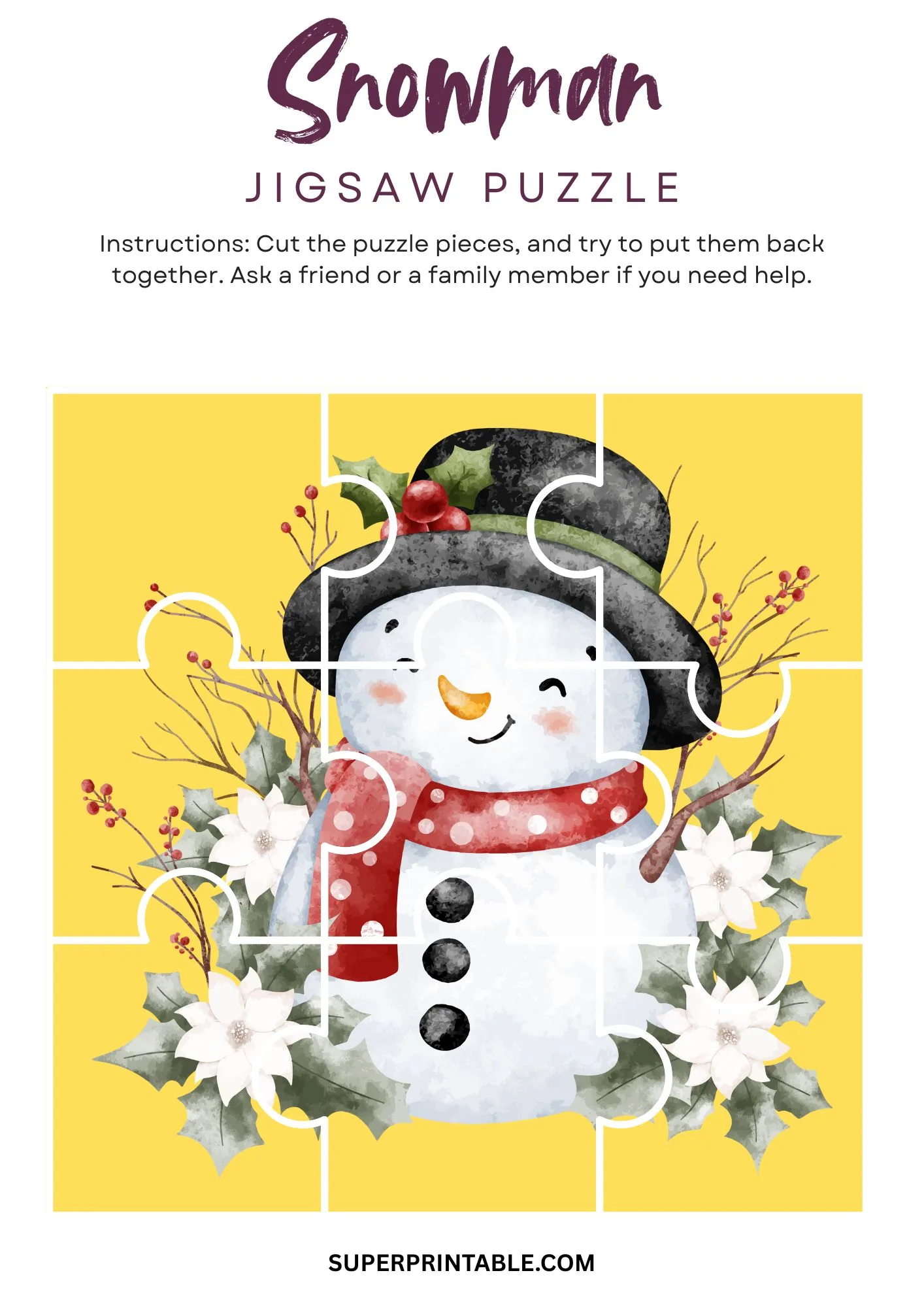 Snowman Jigsaw Puzzle Activity 7