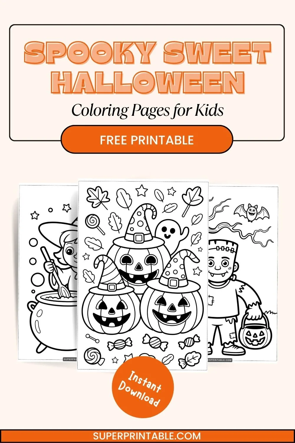 Spooky Sweet Halloween Coloring Pages for Kids Pinterest Image