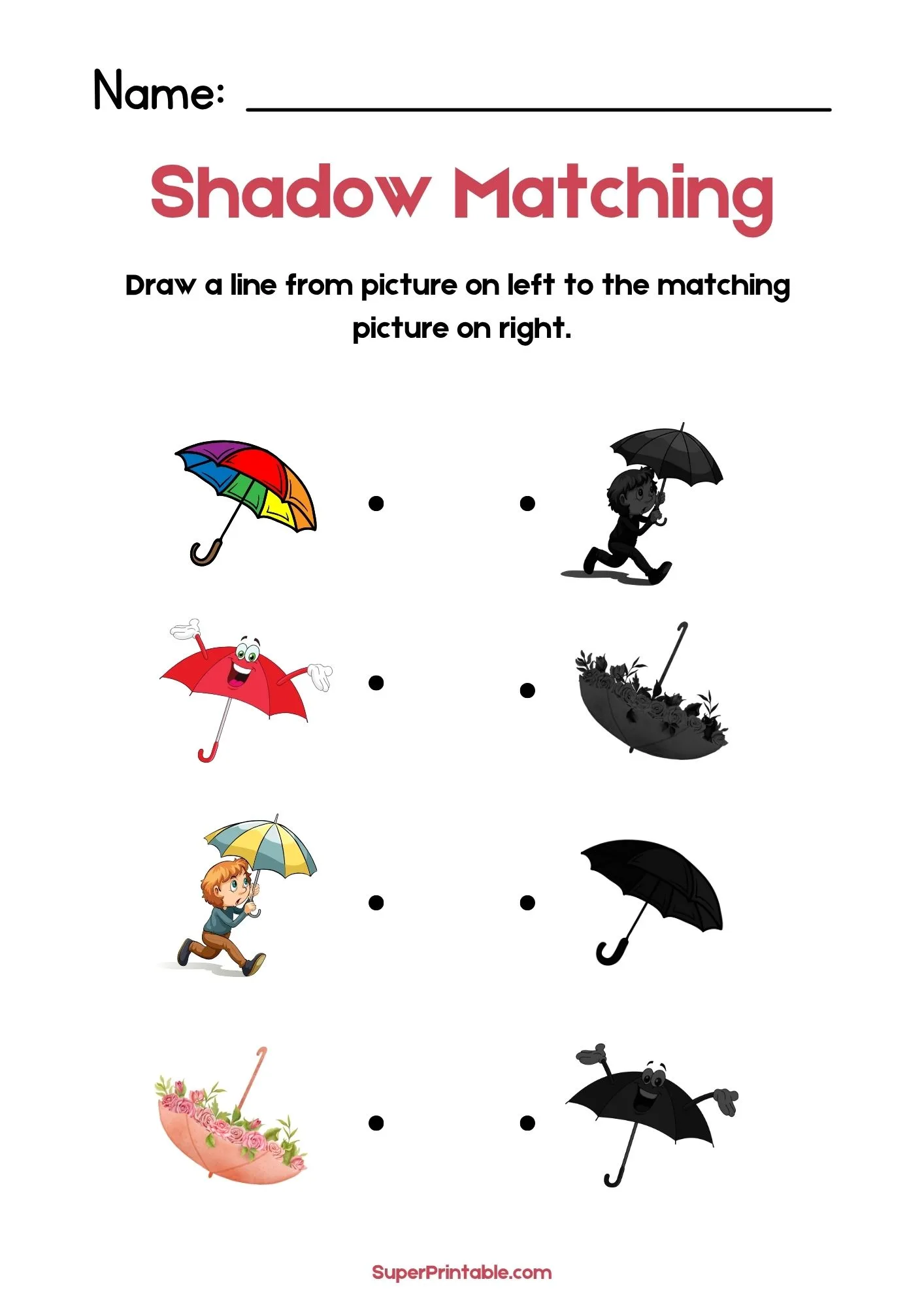 Spring Bloom Find The Shadow Matching Worksheet 1