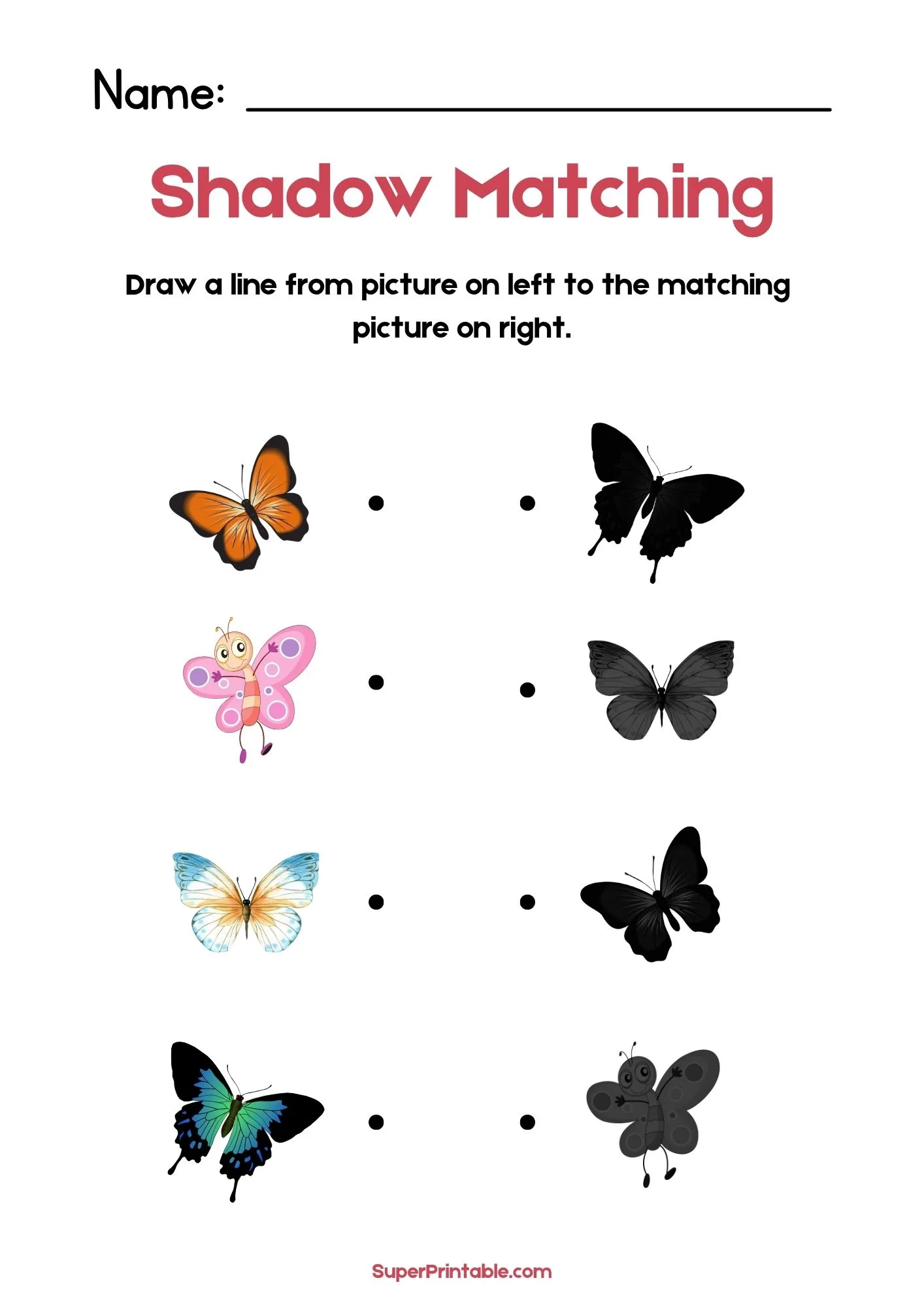 Spring Bloom Find The Shadow Matching Worksheet 3