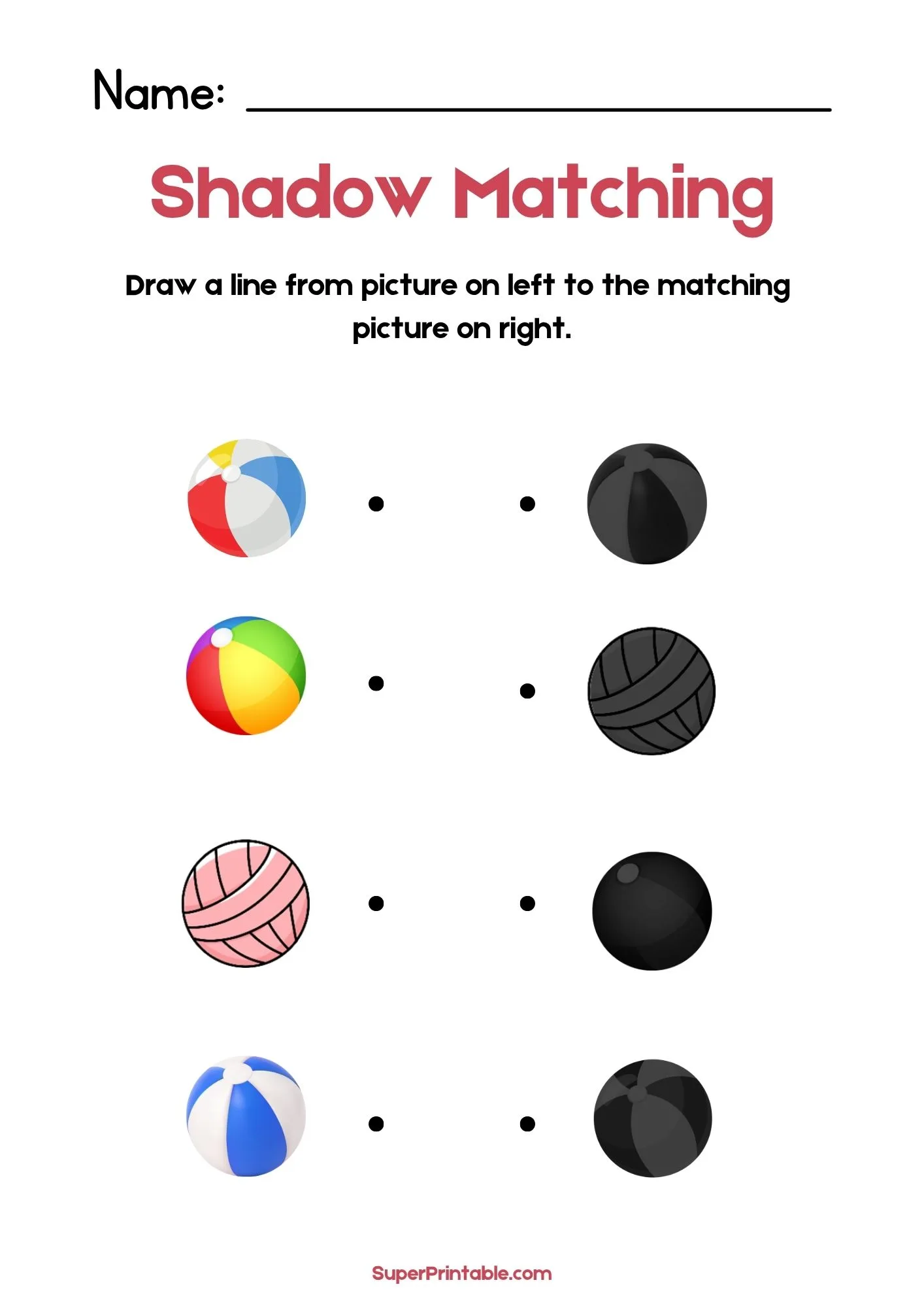 Summer Fun Find The Shadow Matching Worksheet 2