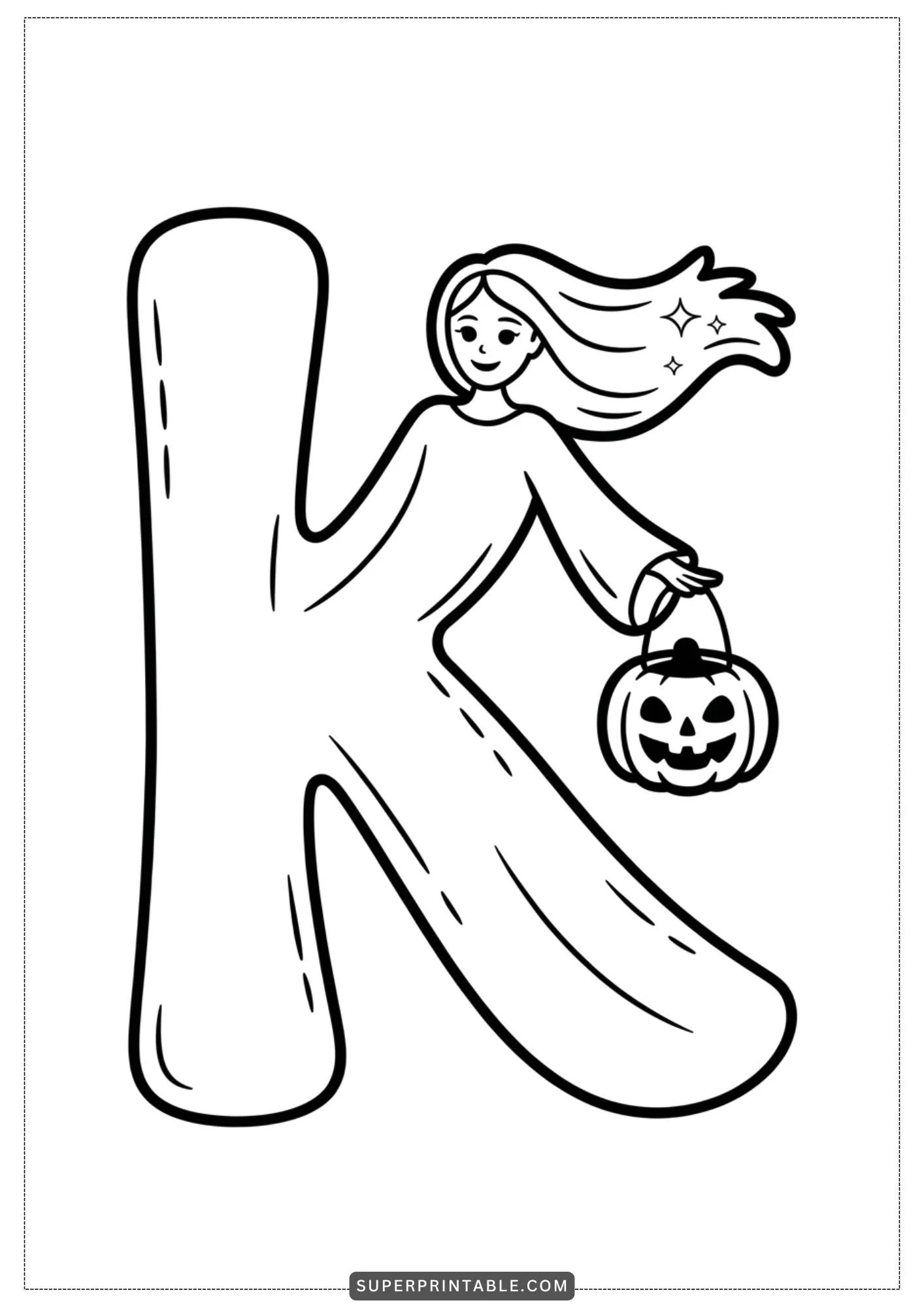 The Gentle Ghost Lady Alphabet Coloring Pages 11