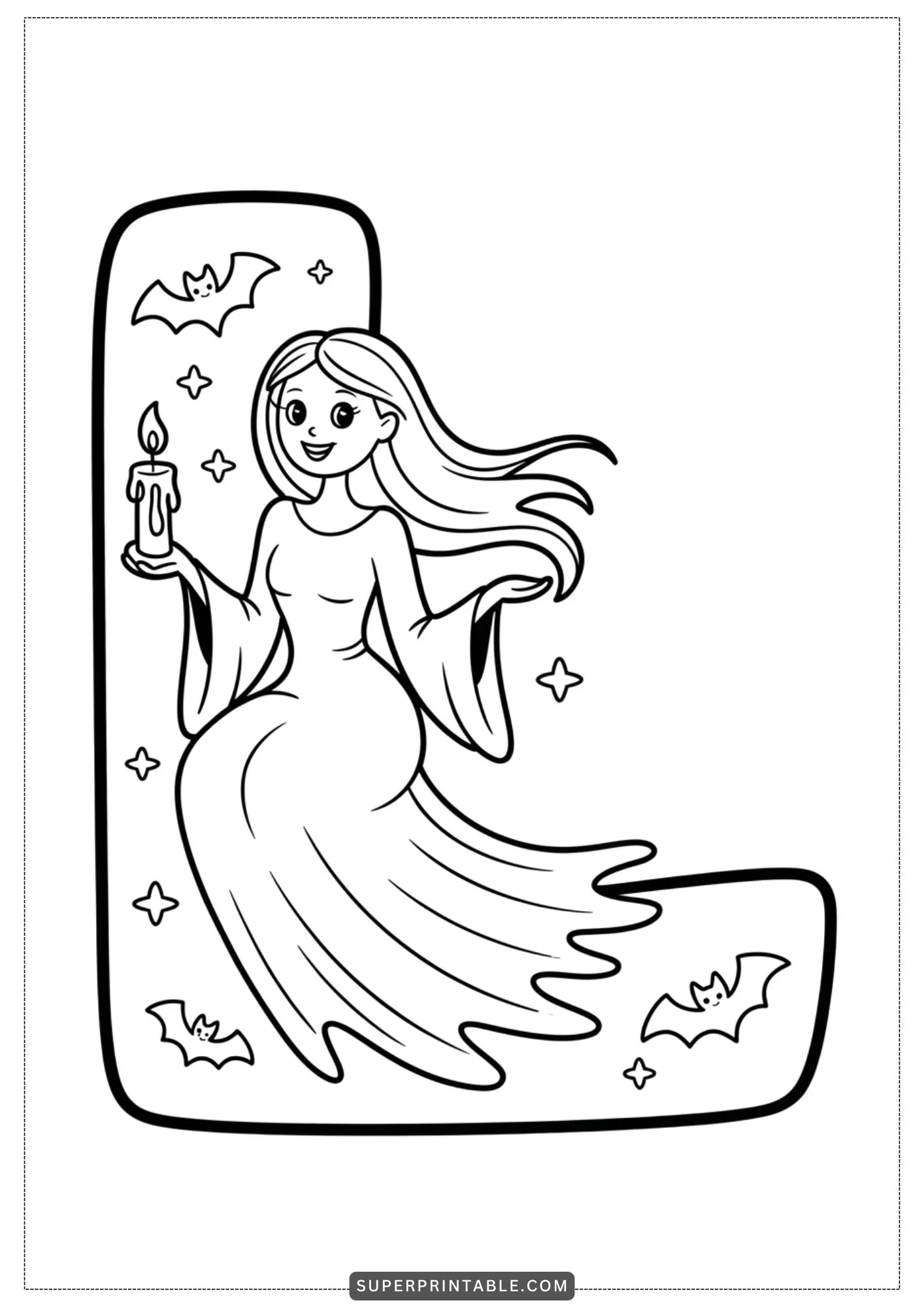 The Gentle Ghost Lady Alphabet Coloring Pages 12