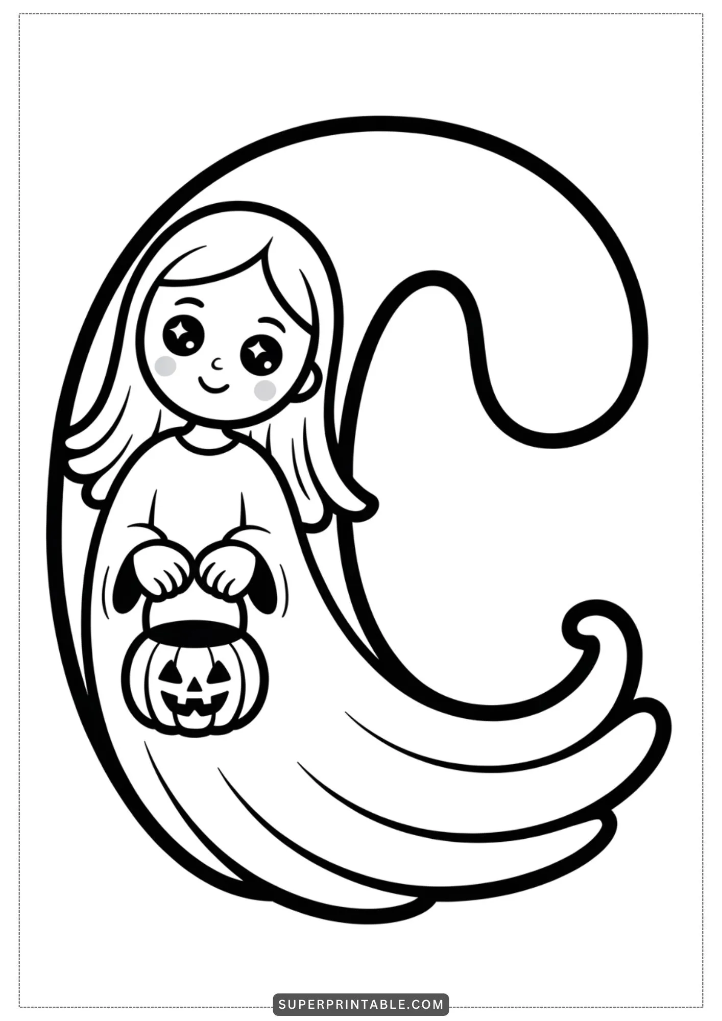 The Gentle Ghost Lady Alphabet Coloring Pages 3