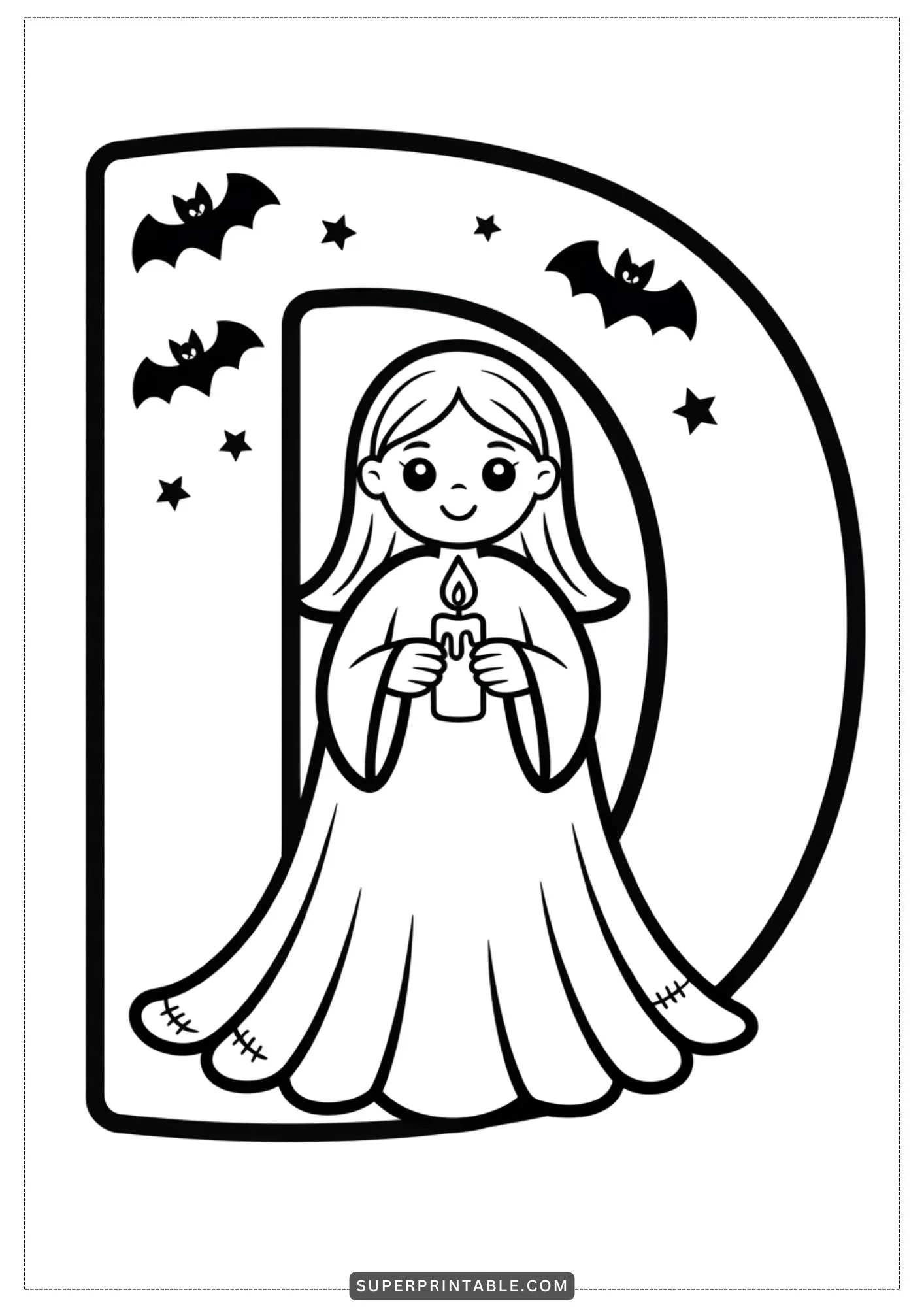 The Gentle Ghost Lady Alphabet Coloring Pages 4