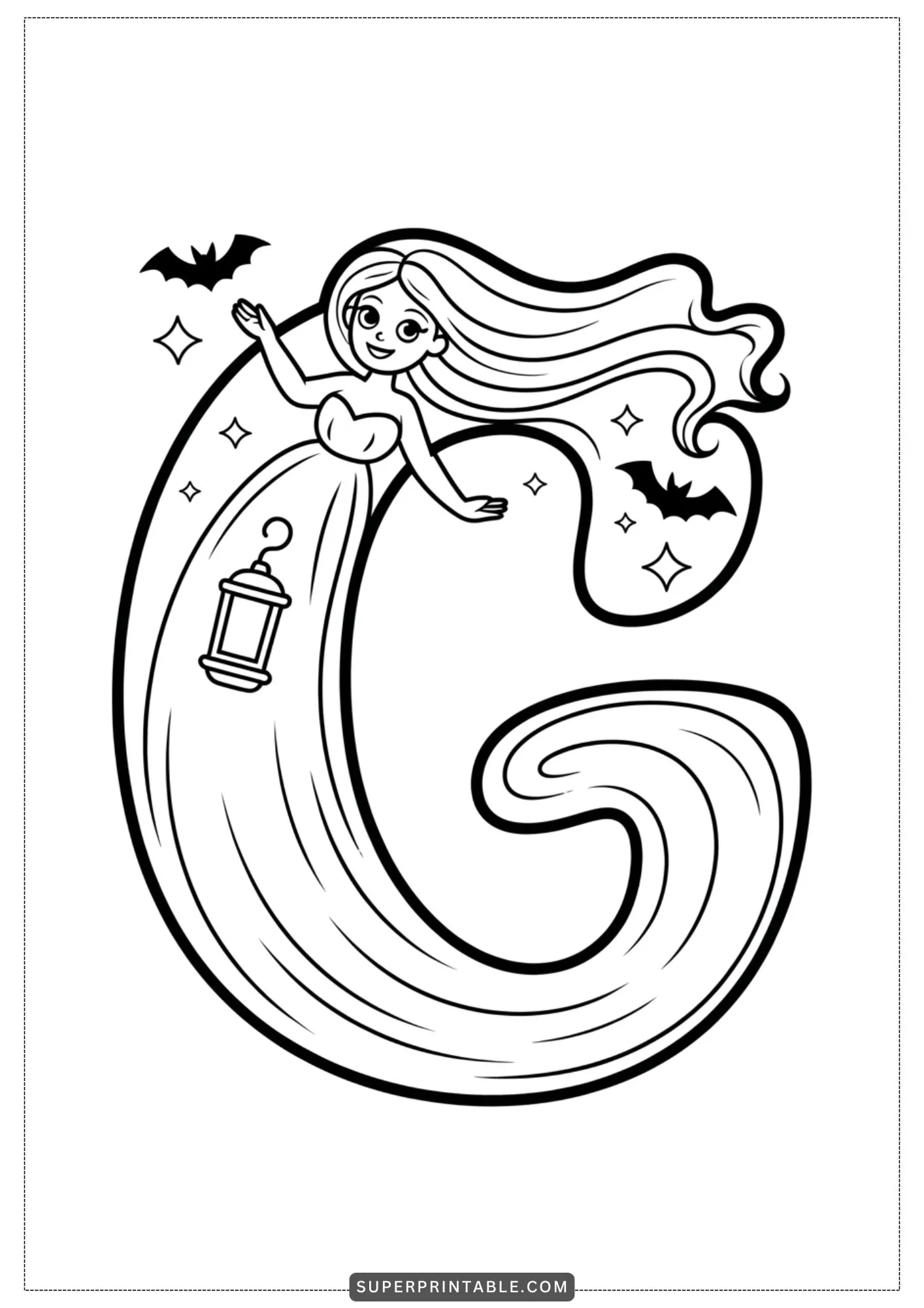 The Gentle Ghost Lady Alphabet Coloring Pages 7