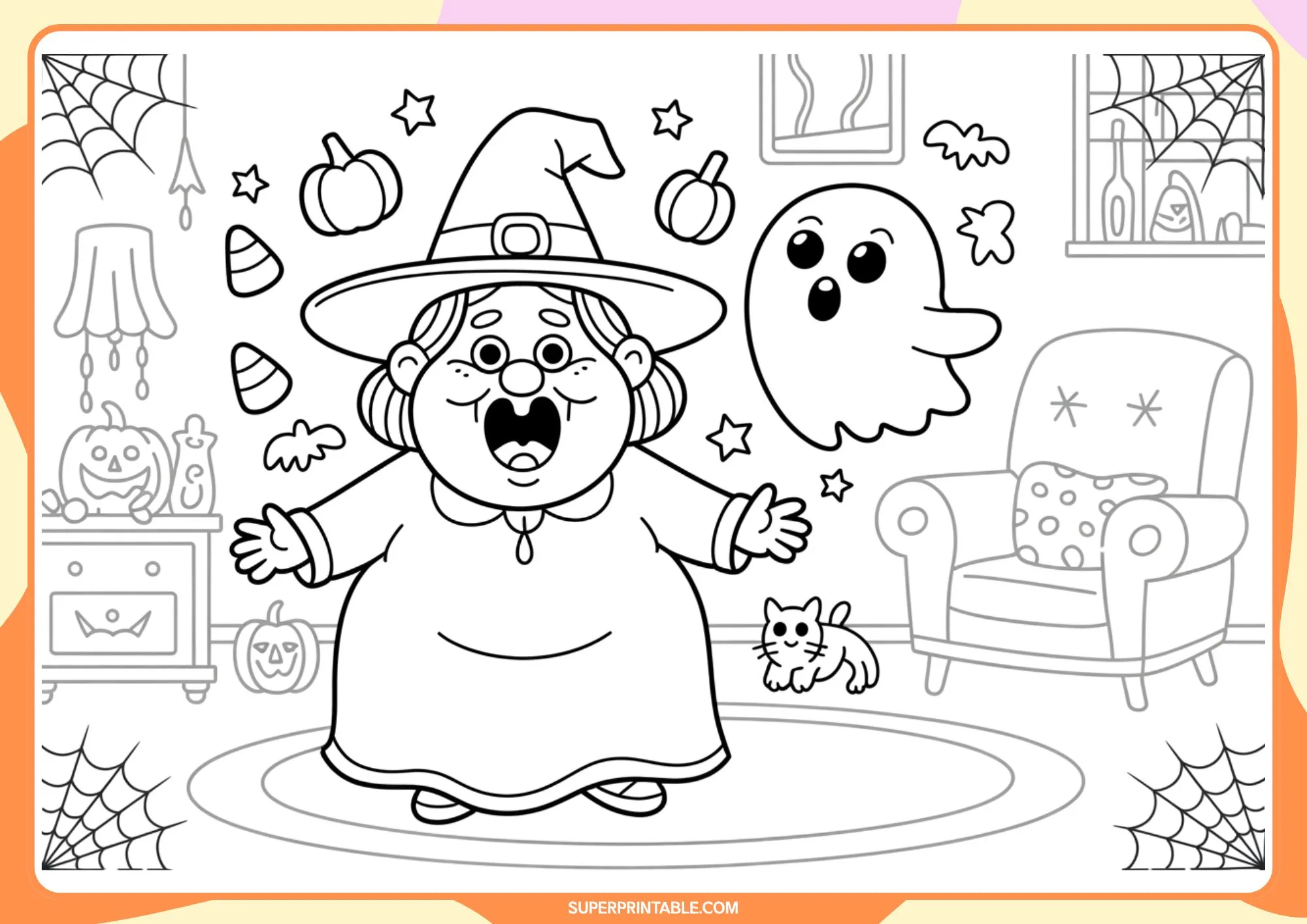 The Old Lady Who Swallowed a Ghost Coloring Pages 1