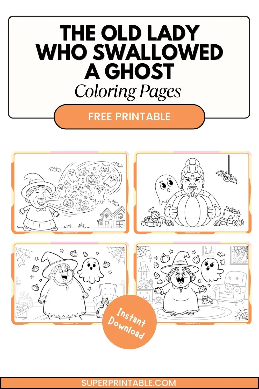 The Old Lady Who Swallowed a Ghost Coloring Pages Pinterest Image