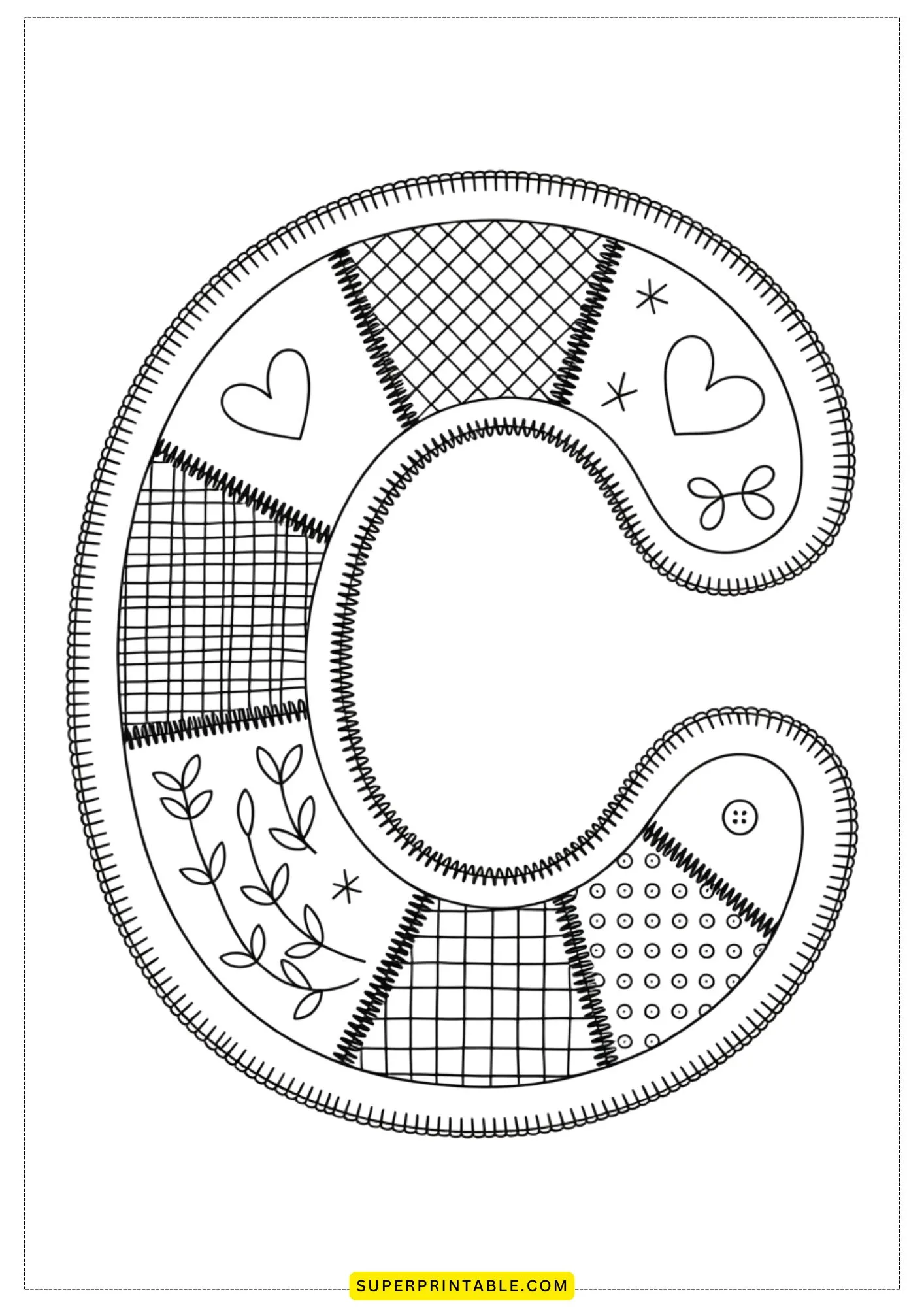 The Quilted Letters Collection Coloring Pages 3