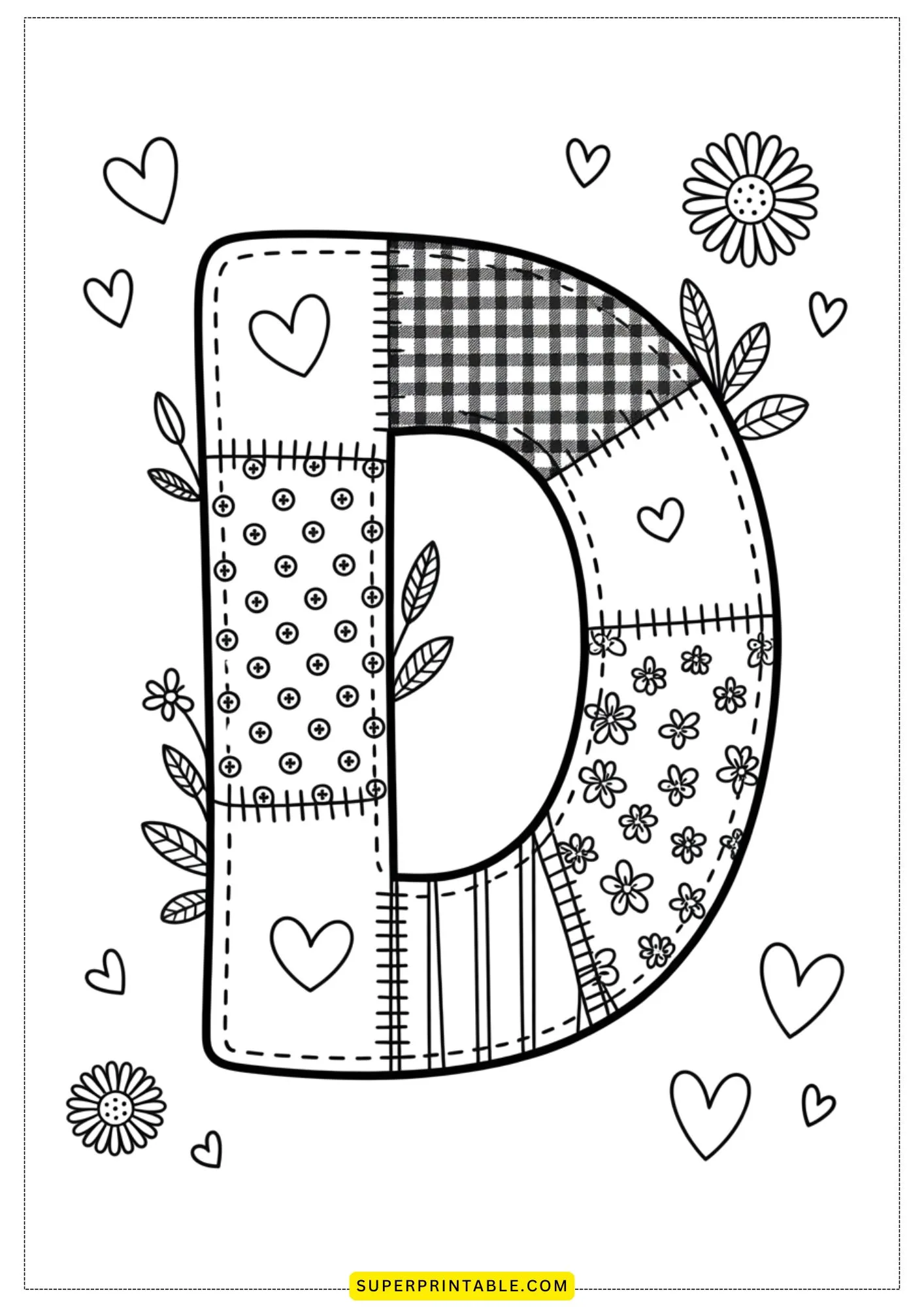 The Quilted Letters Collection Coloring Pages 4
