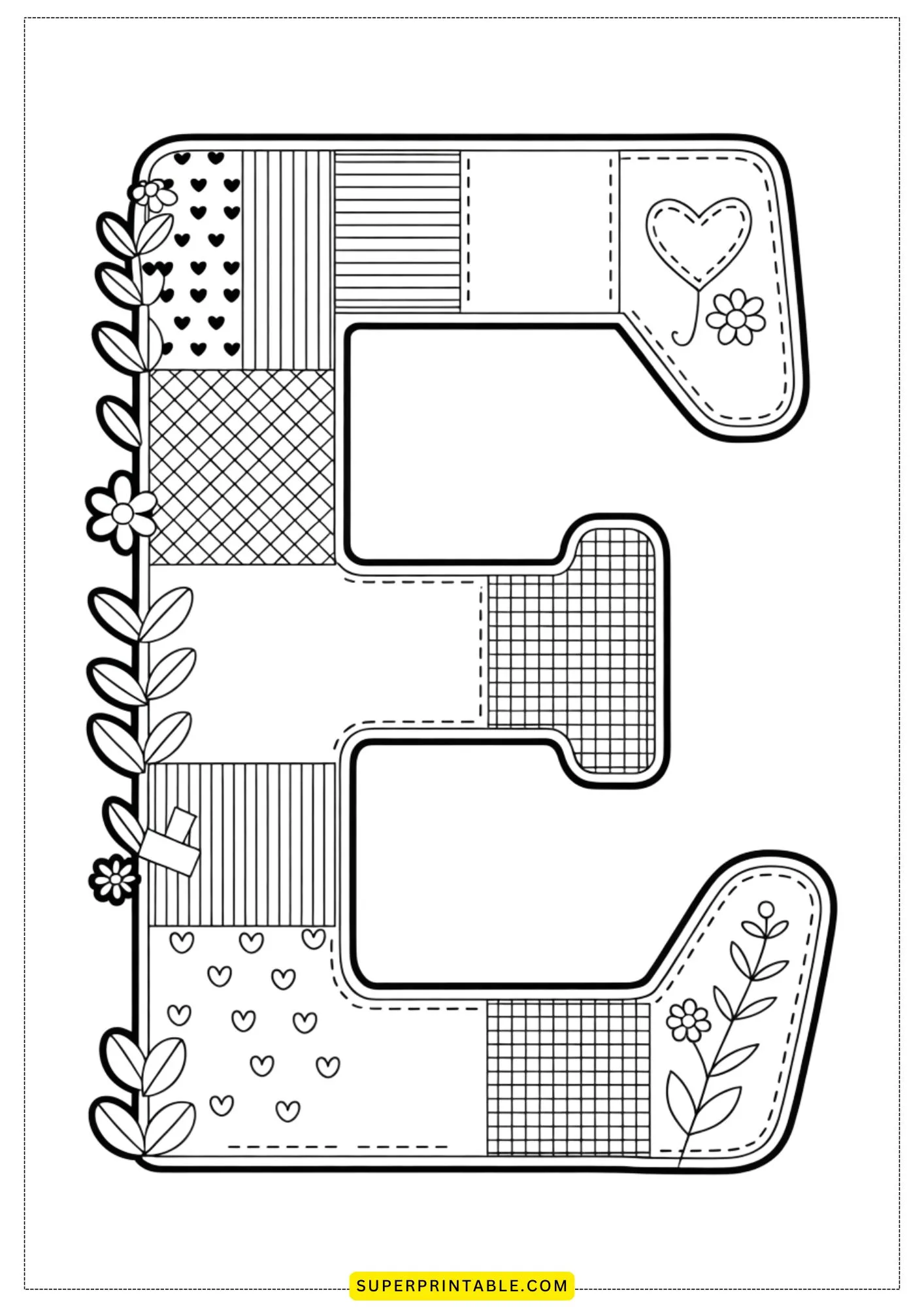 The Quilted Letters Collection Coloring Pages 5
