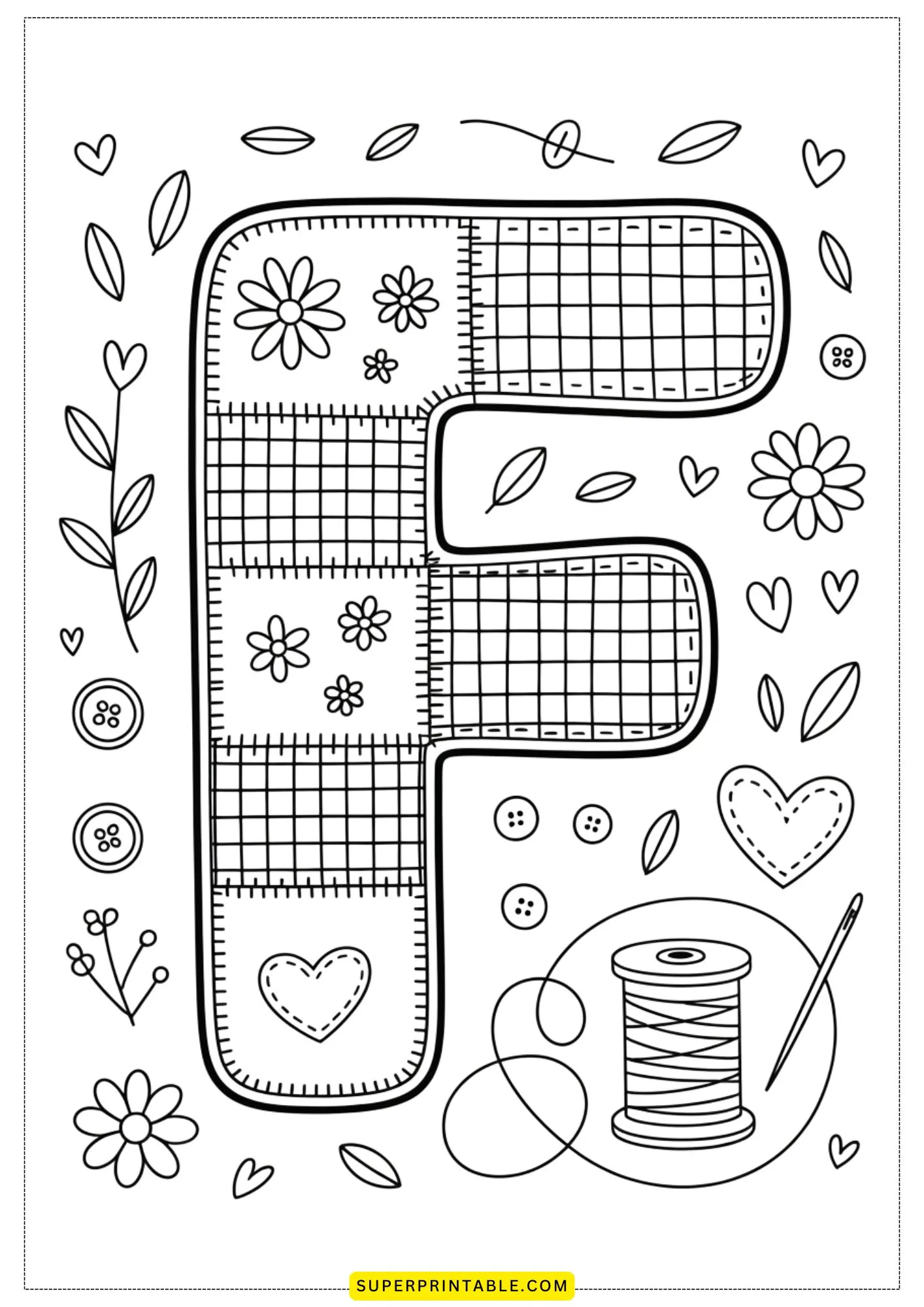 The Quilted Letters Collection Coloring Pages 6