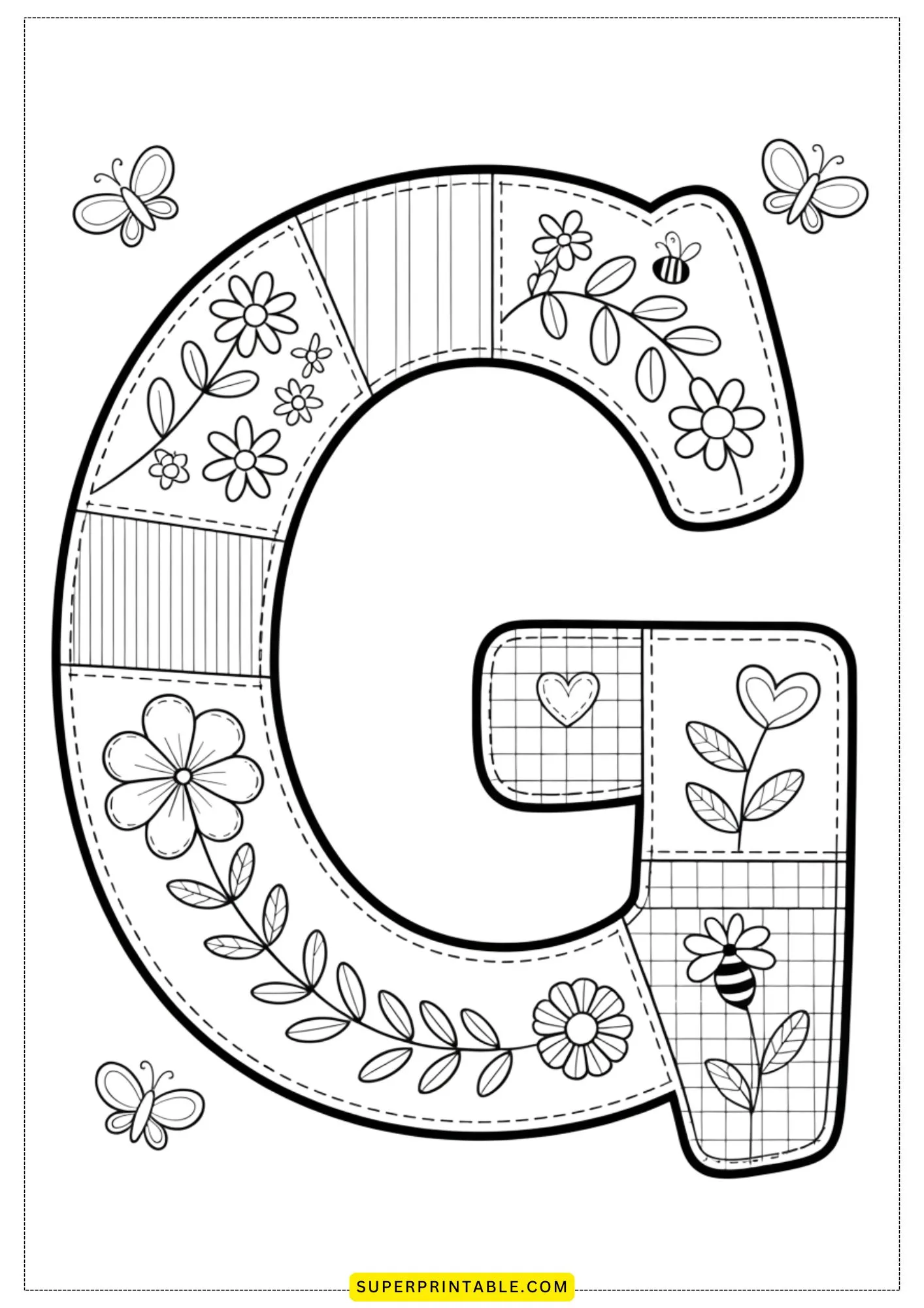 The Quilted Letters Collection Coloring Pages 7