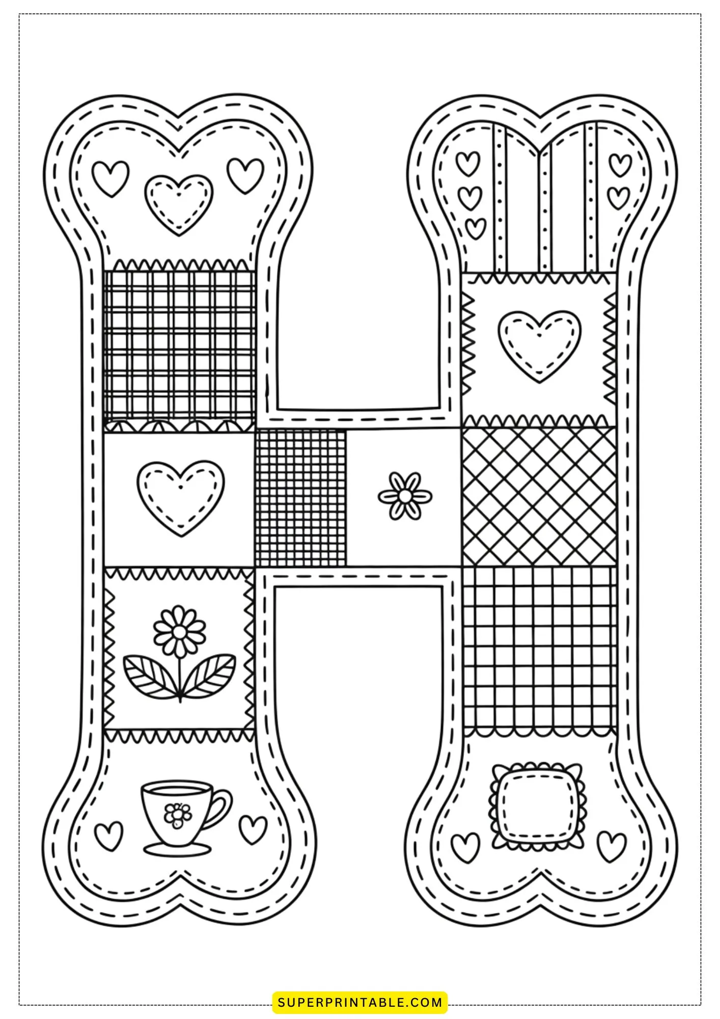 The Quilted Letters Collection Coloring Pages 8