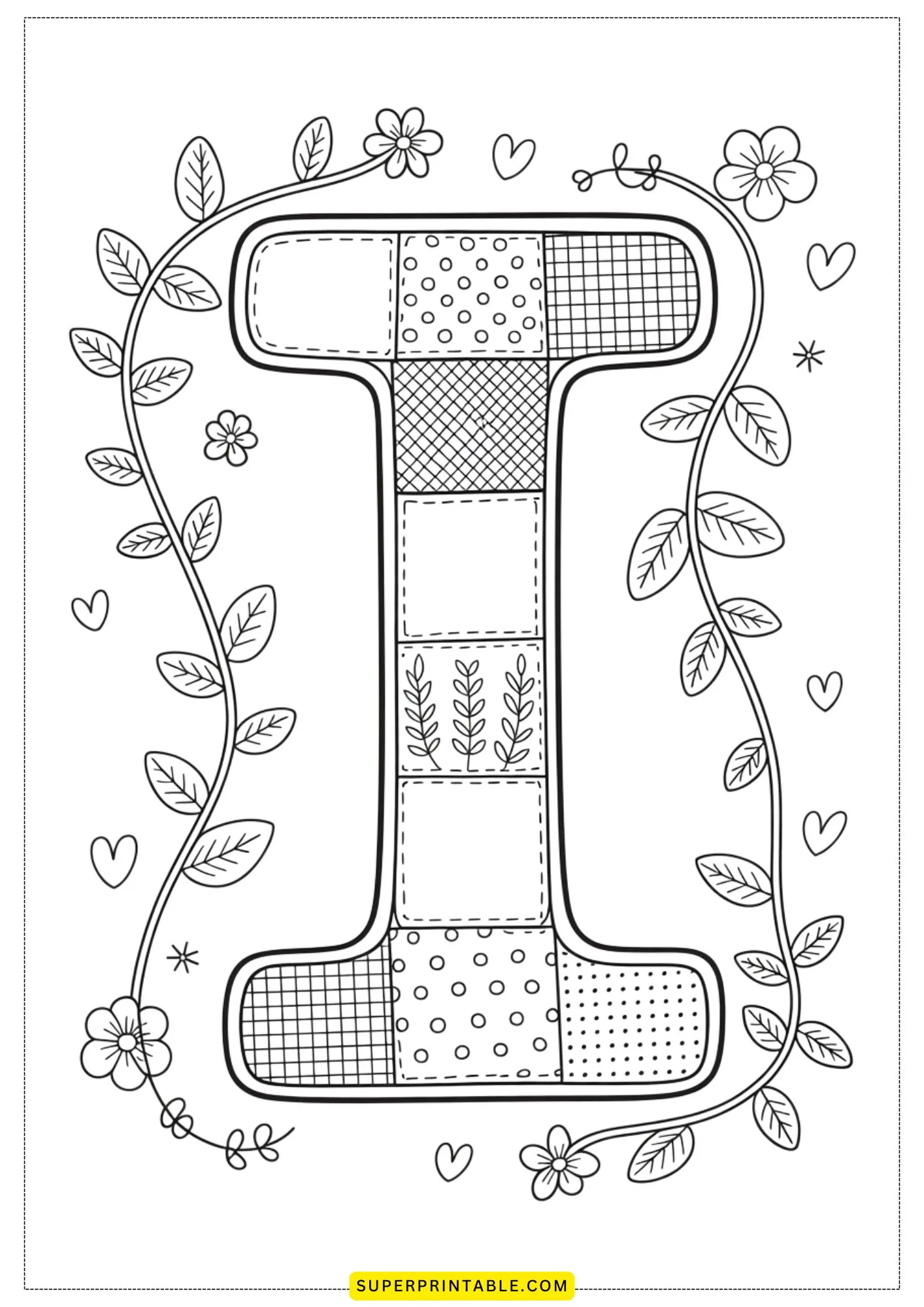 The Quilted Letters Collection Coloring Pages 9