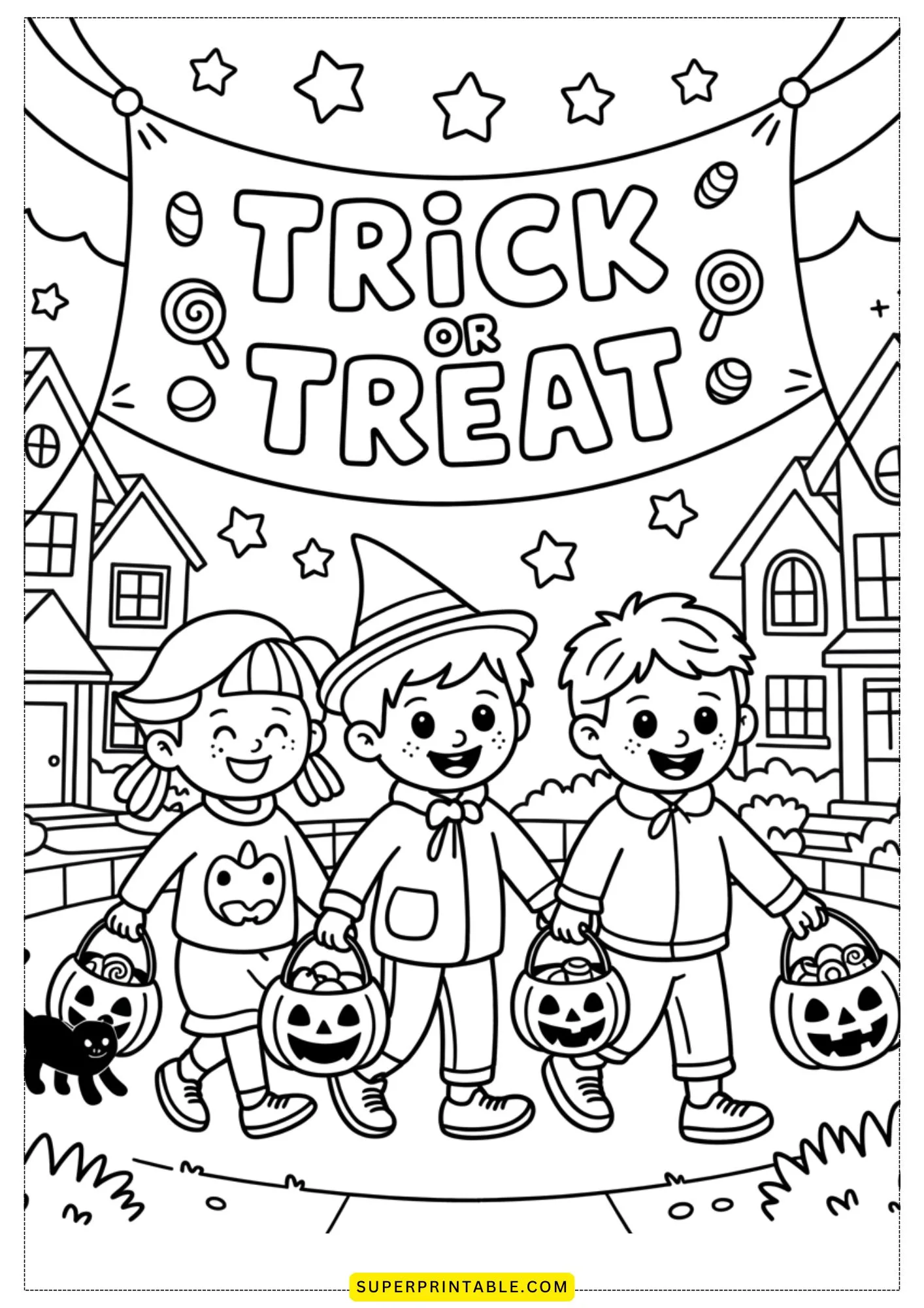 Trick or Treat Adventures Coloring Pages 1