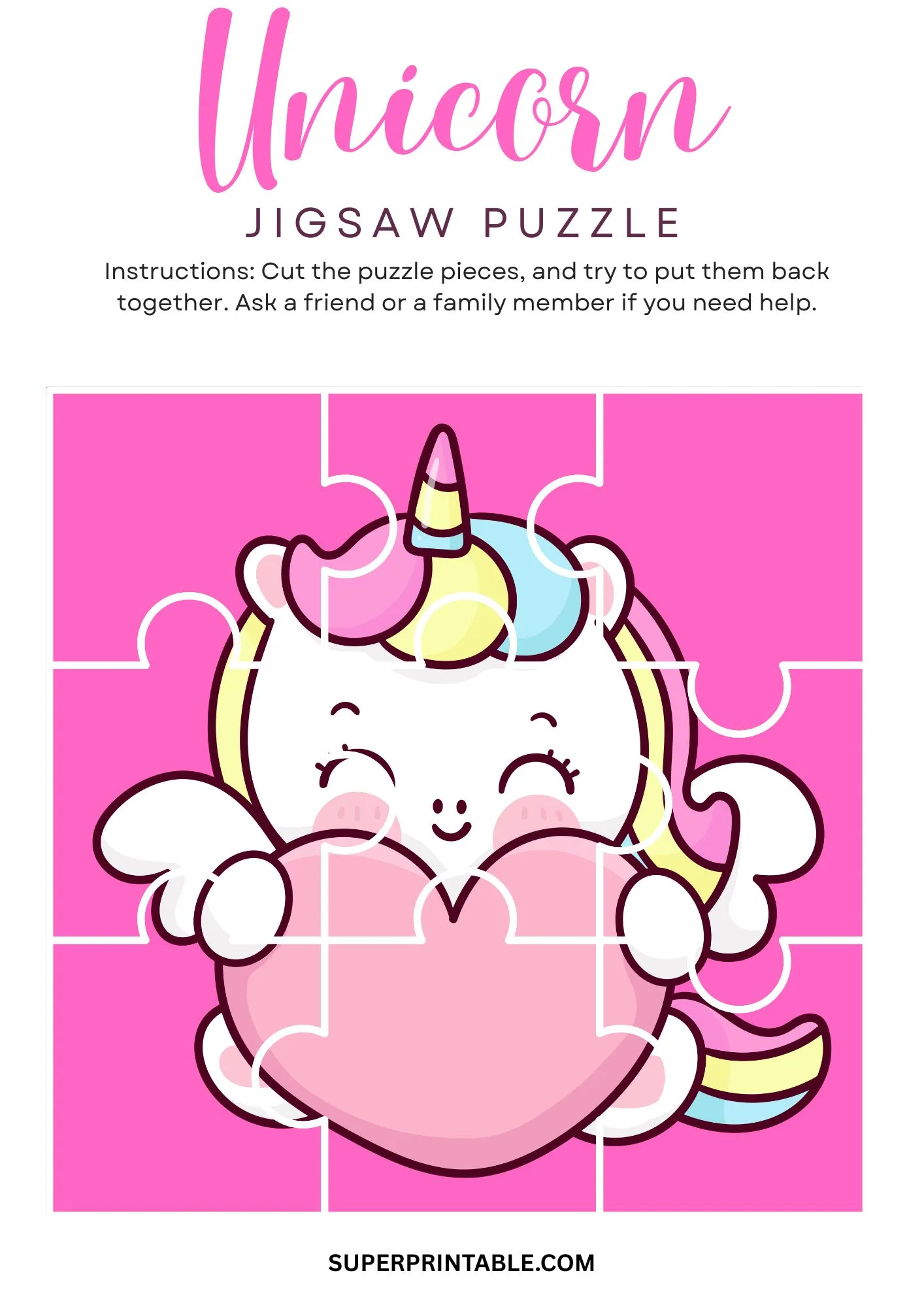 Unicorn Jigsaw Puzzle Activity 2