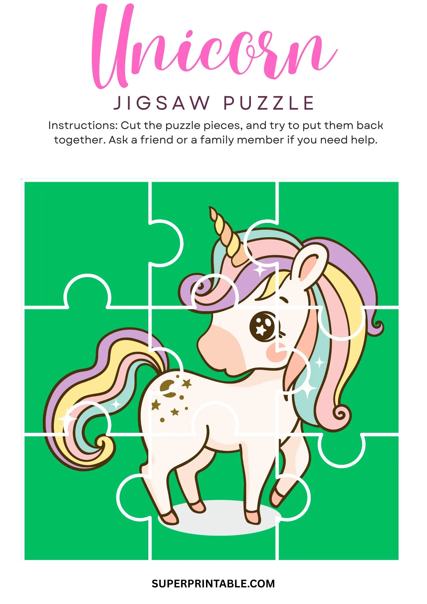 Unicorn Jigsaw Puzzle Activity 3