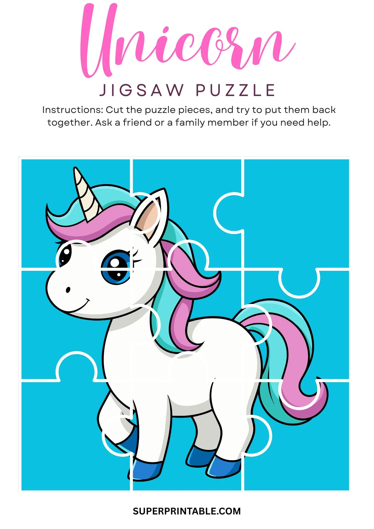 Unicorn Jigsaw Puzzle Activity 4