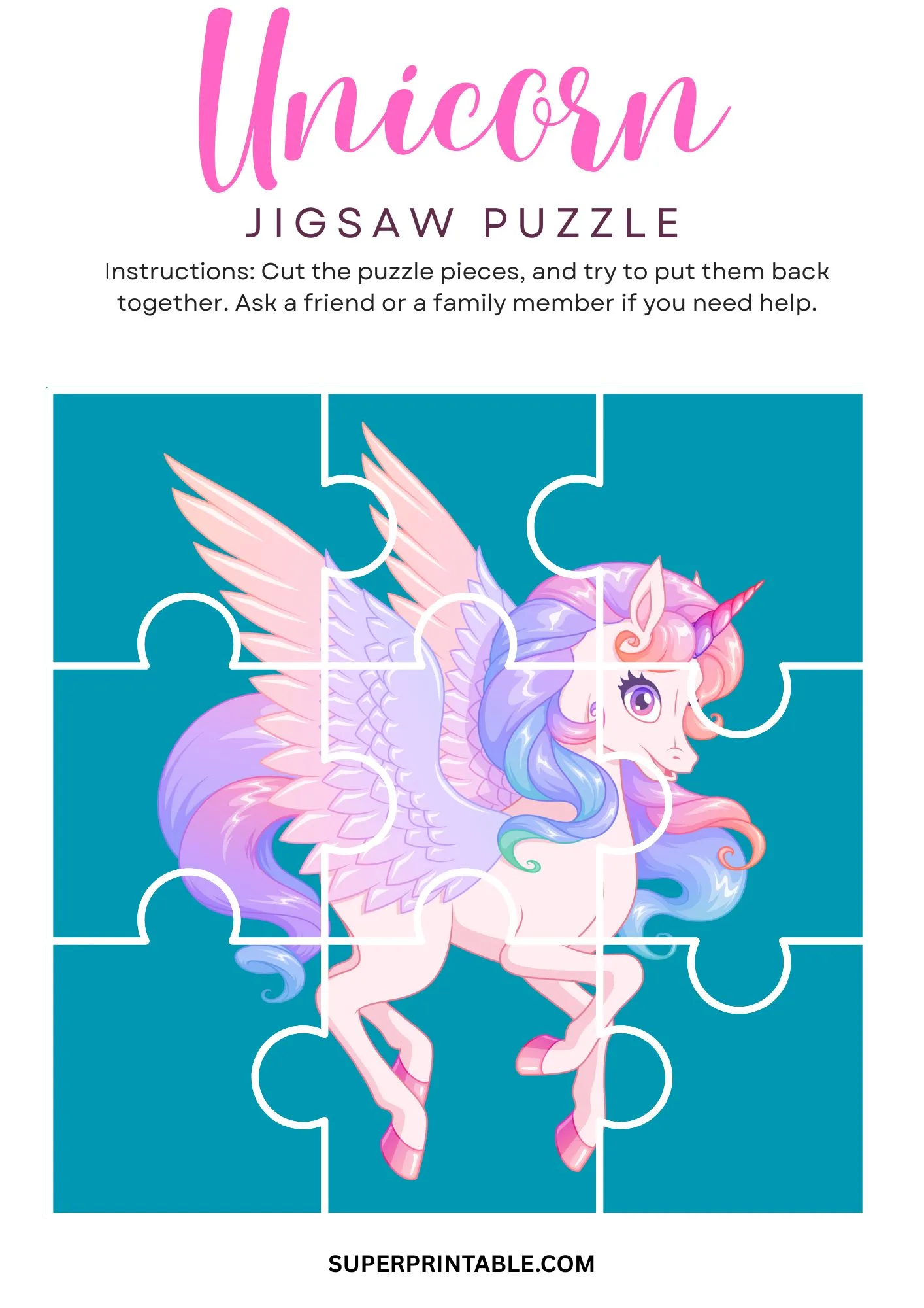 Unicorn Jigsaw Puzzle Activity 5
