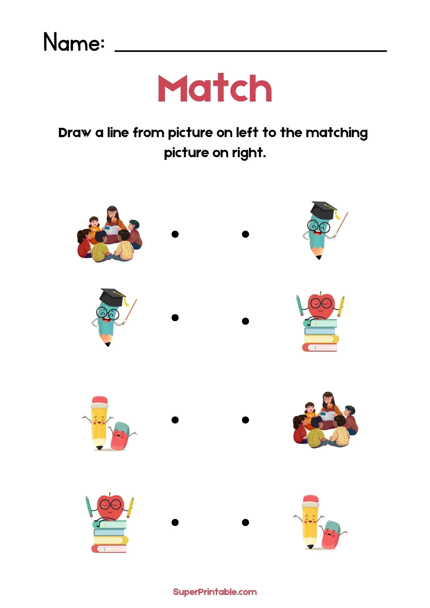 World Teachers' Day Illustrative Matching Worksheet 1