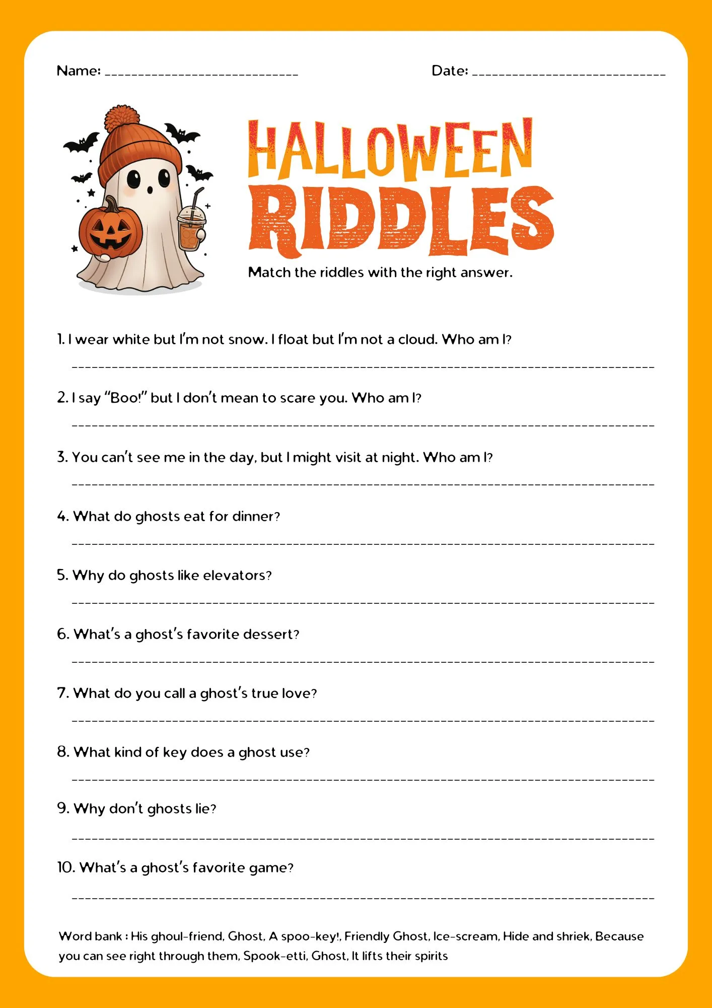Halloween Riddles Worksheet 4