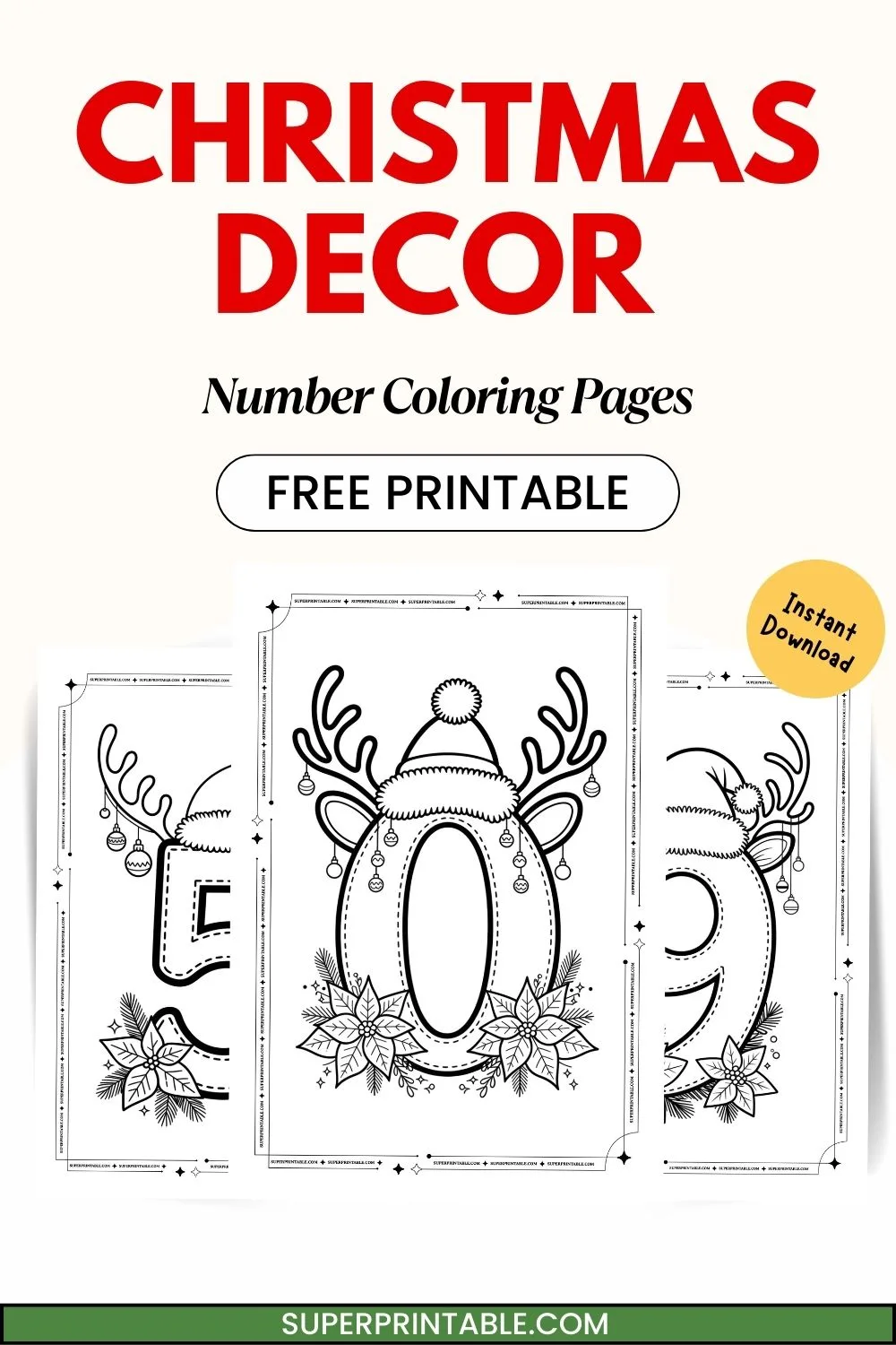 10 Christmas Decor Number Coloring Pages Pinterest Image