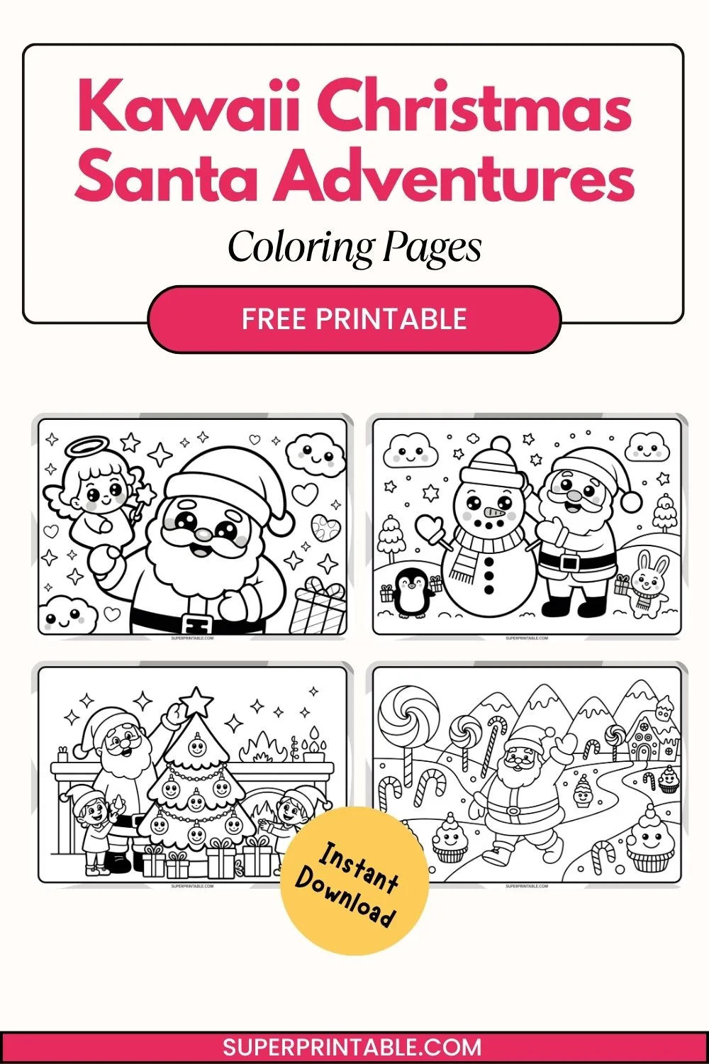 15+ Kawaii Christmas Santa Adventures Coloring Pages Pinterest Image